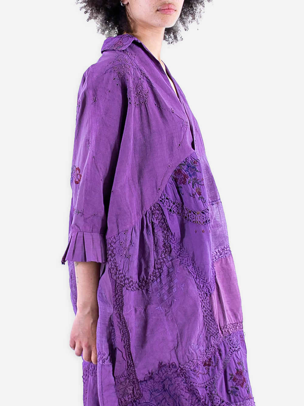 1920s Embroidered Linen Bibi Dress