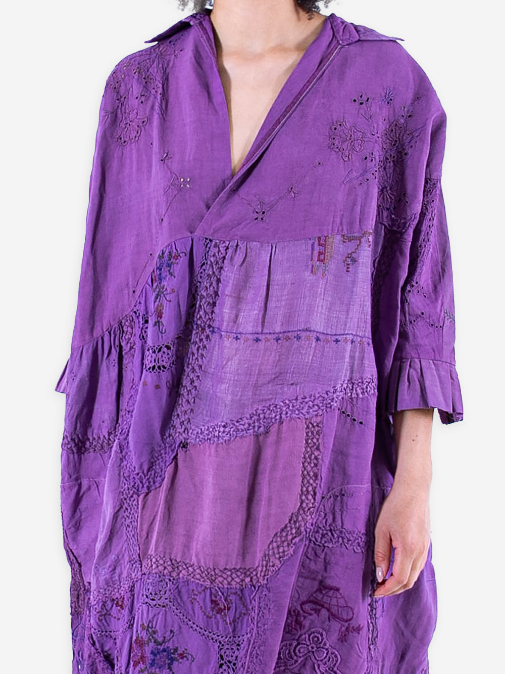 1920s Embroidered Linen Bibi Dress