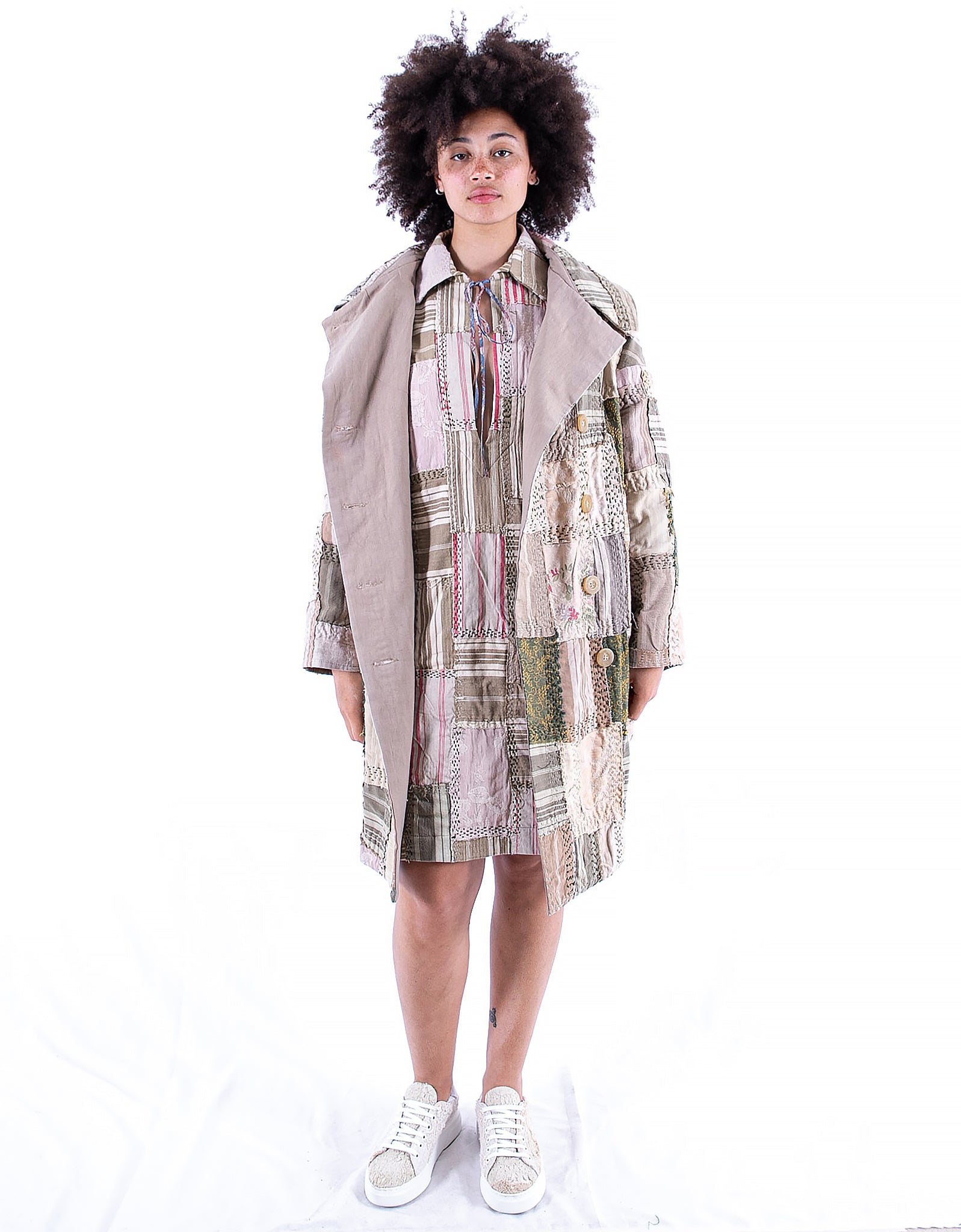 19th Century French Ticking Cocoon Coat