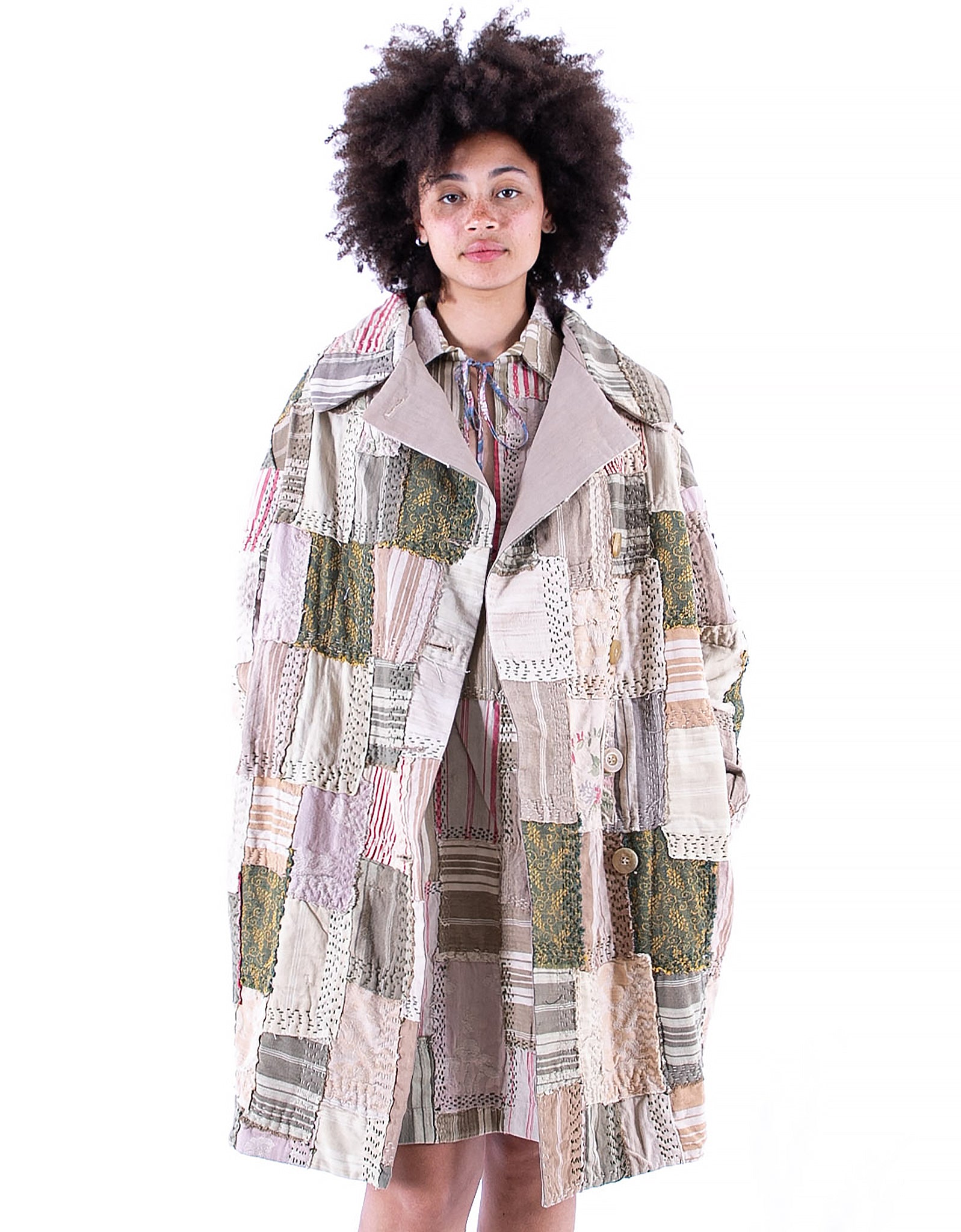 19th Century French Ticking Cocoon Coat