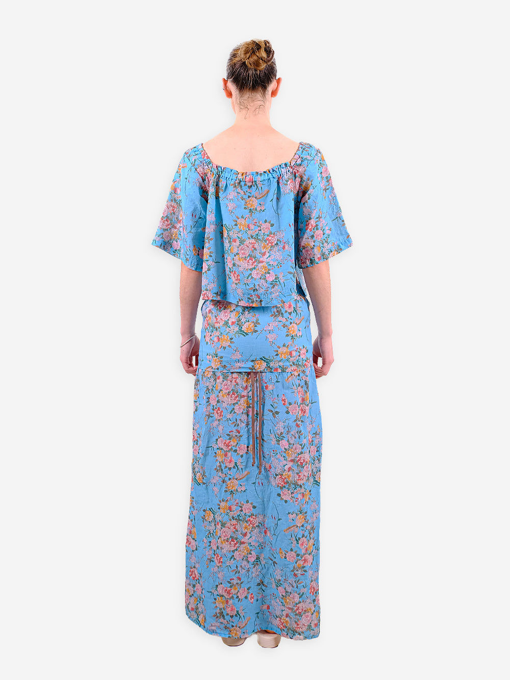 Vintage Chinese Printed Lily Skirt Dress