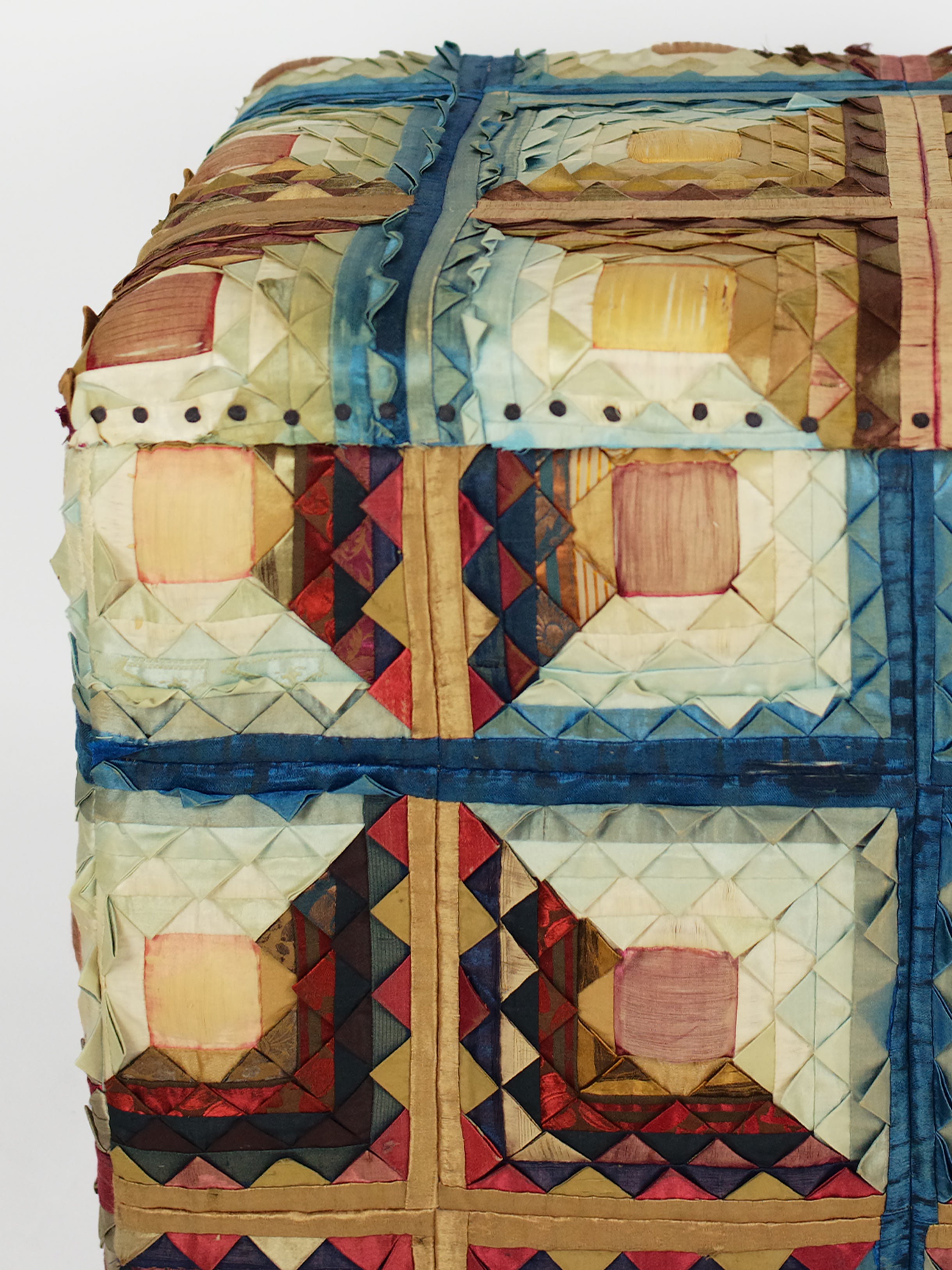 19th Century Victorian Silk Storage Stool