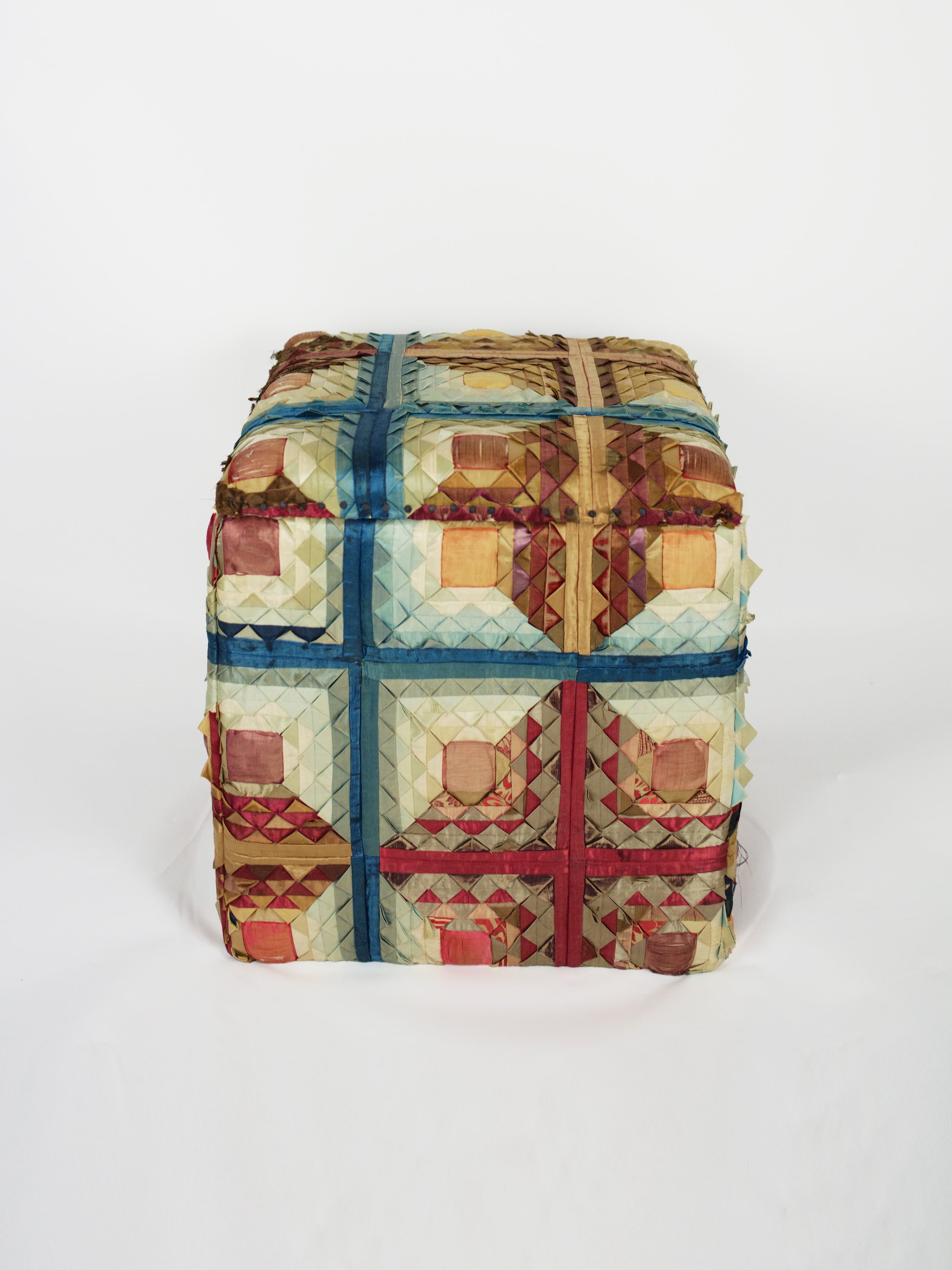 19th Century Victorian Silk Storage Stool