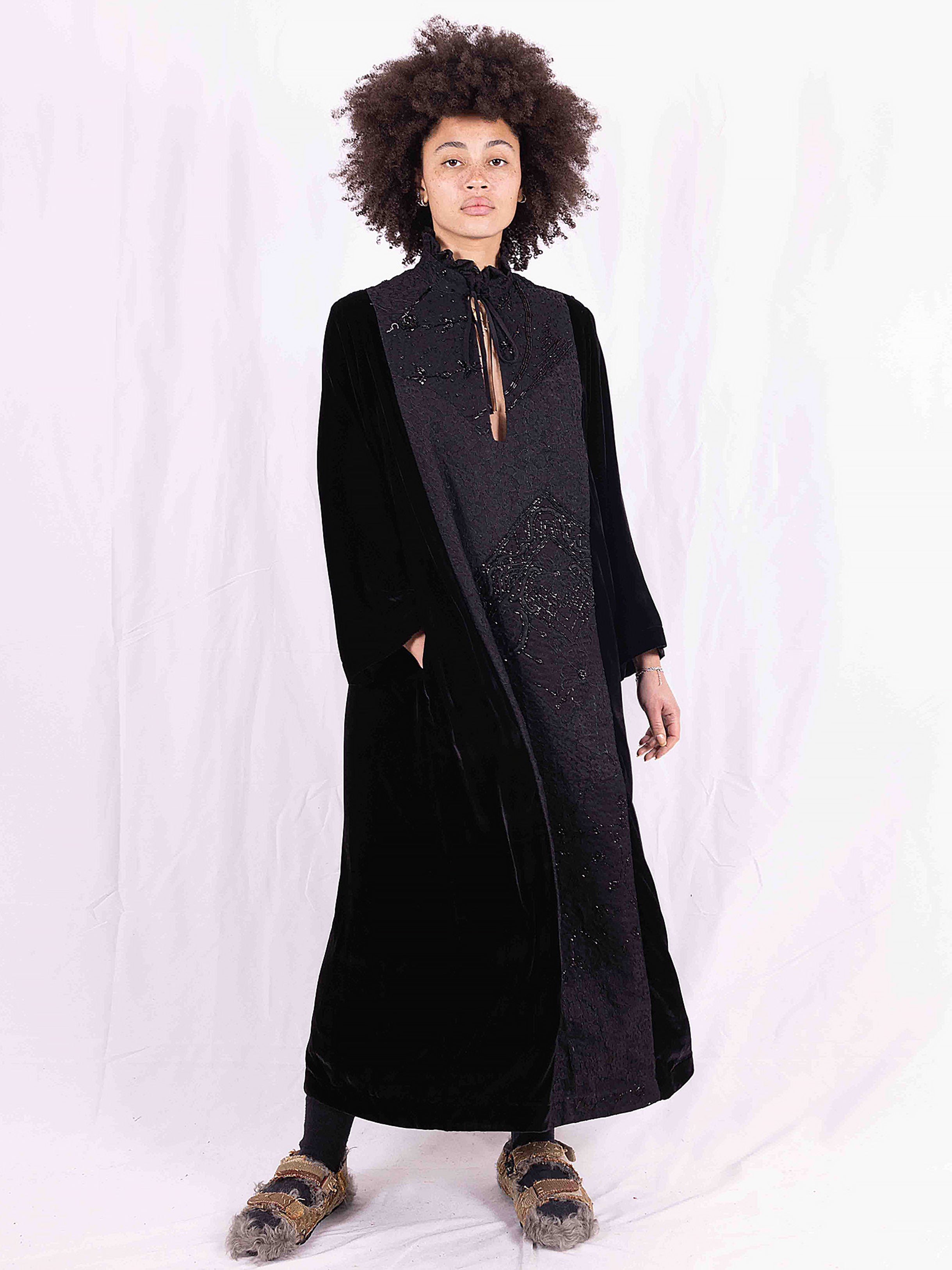 19th Century Beading & Velvet Raquel Dress