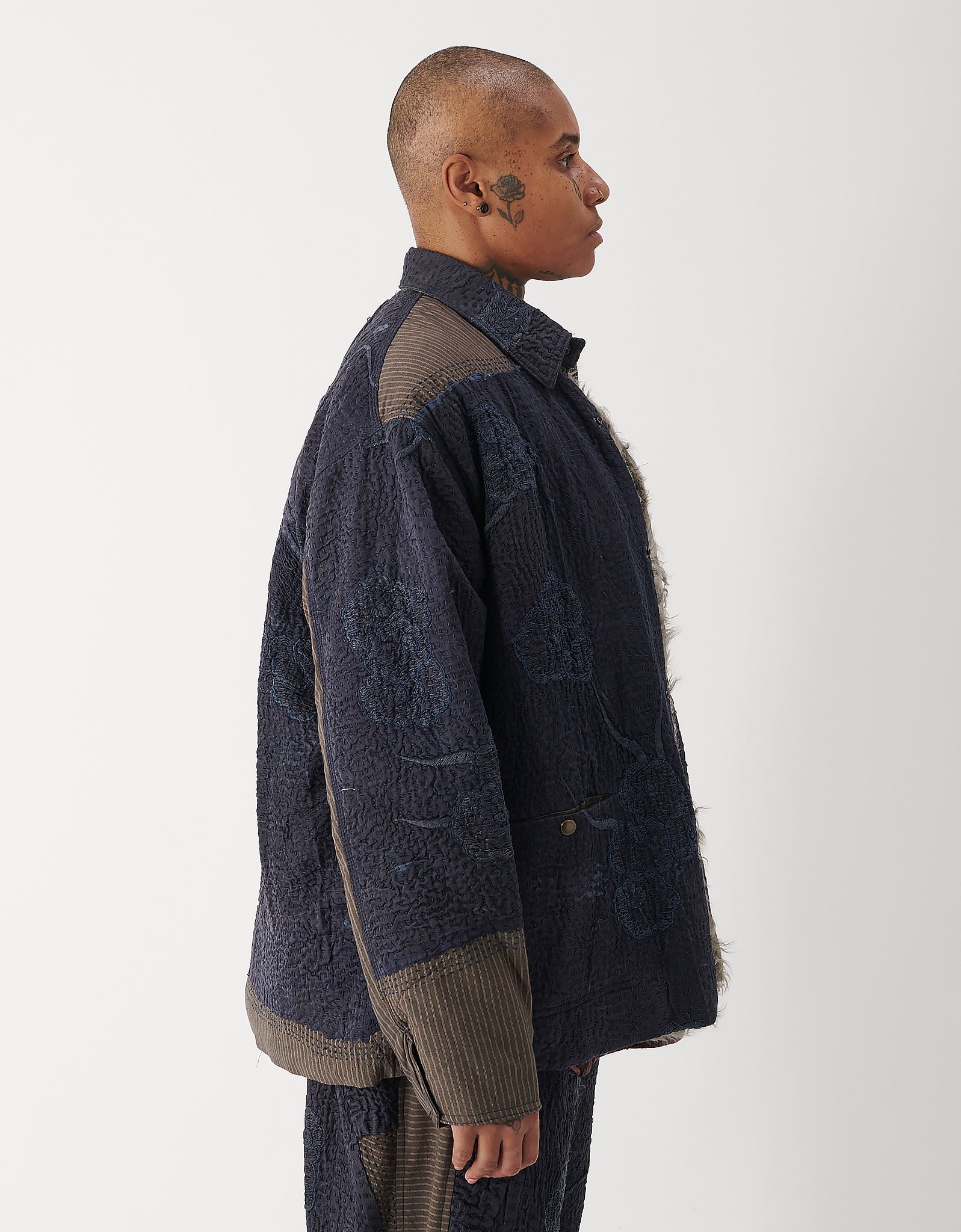 Vintage Kimono & Shearling Rain Jacket