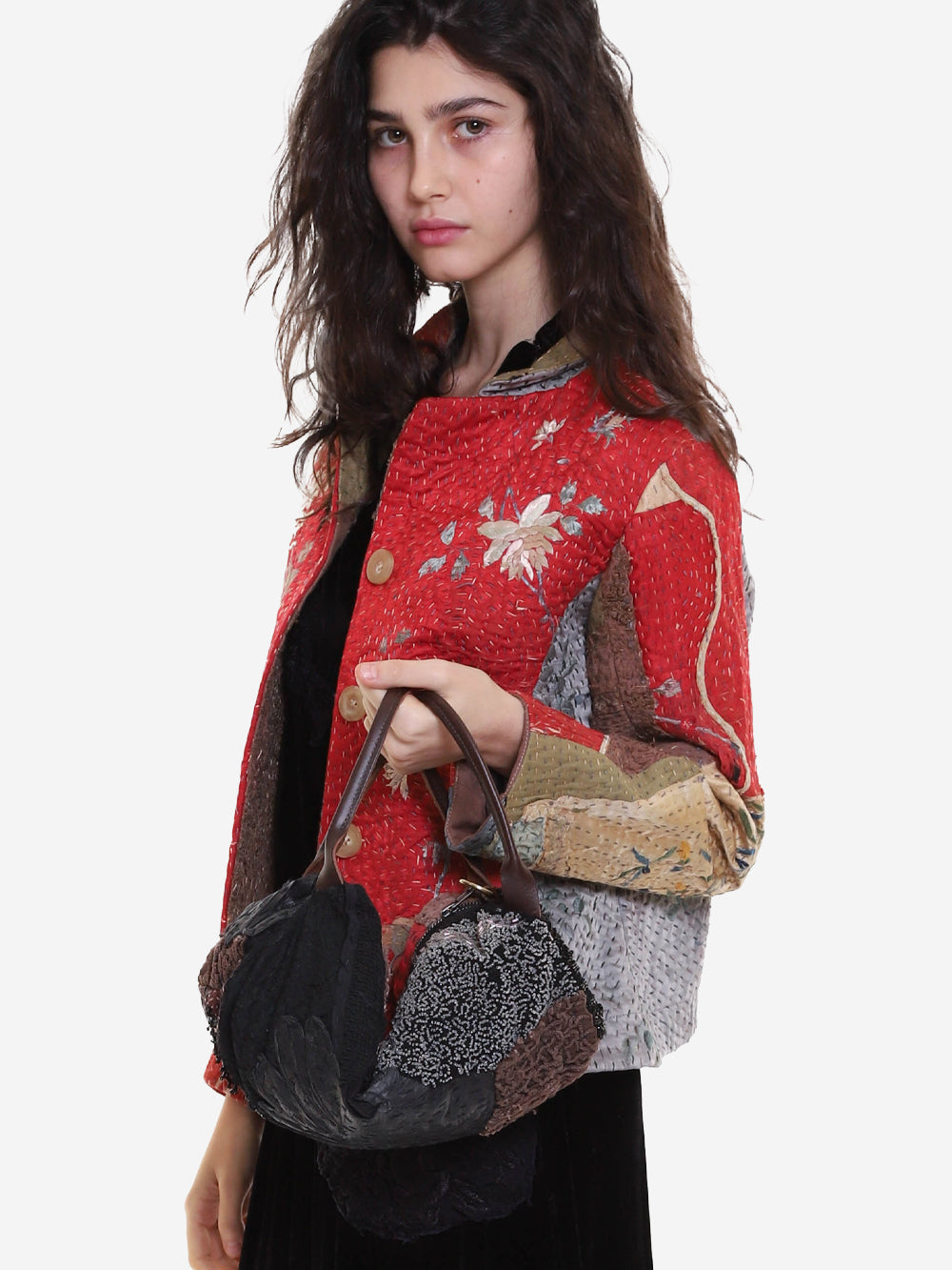 Antique Suede Beaded Glove Natalie Bag