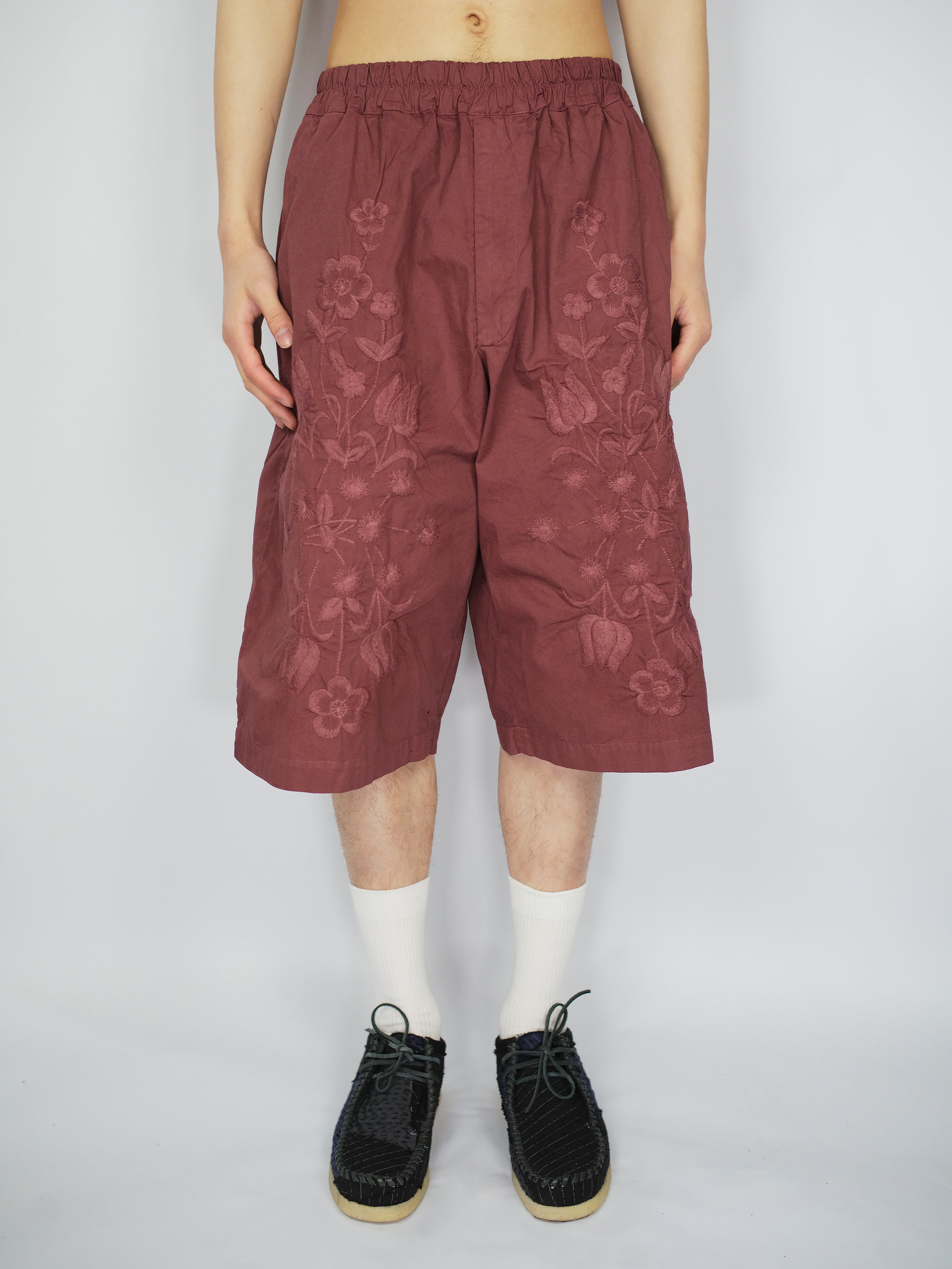 Vintage Embroidered Cotton Bermuda Shorts
