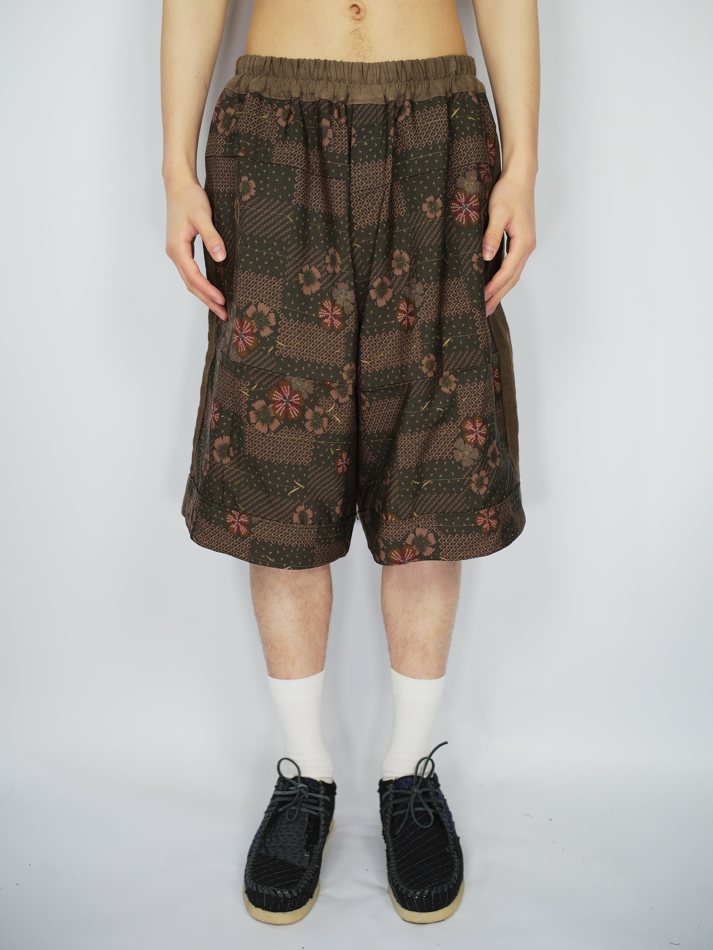 Vintage Japanese Silk Kimono Bermuda Shorts