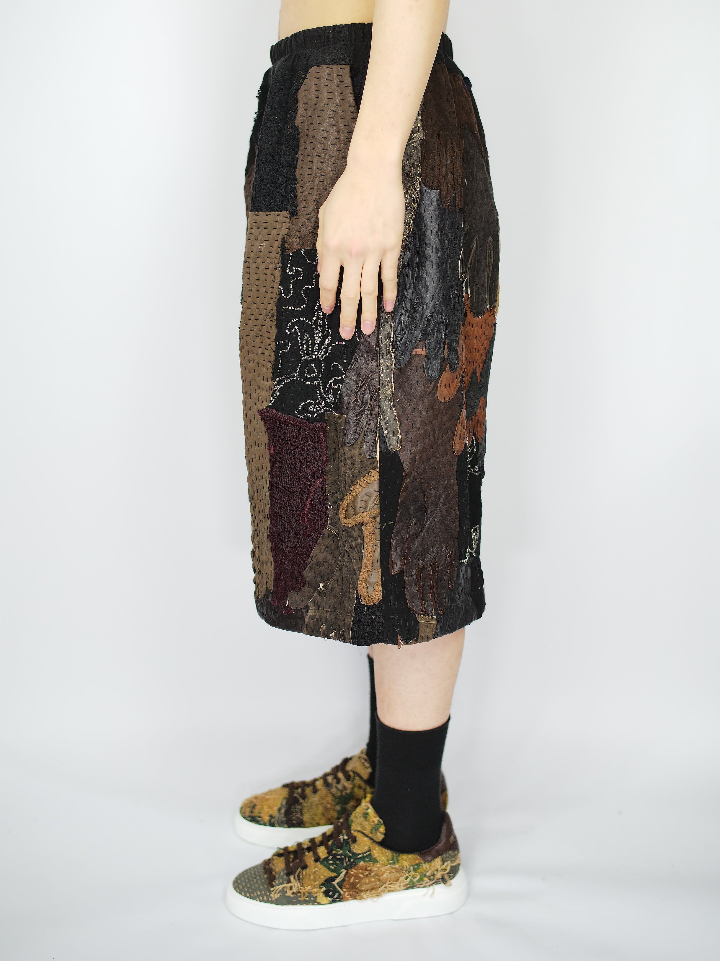 19th Century Embroidered & Vintage Gloves Bermuda Shorts
