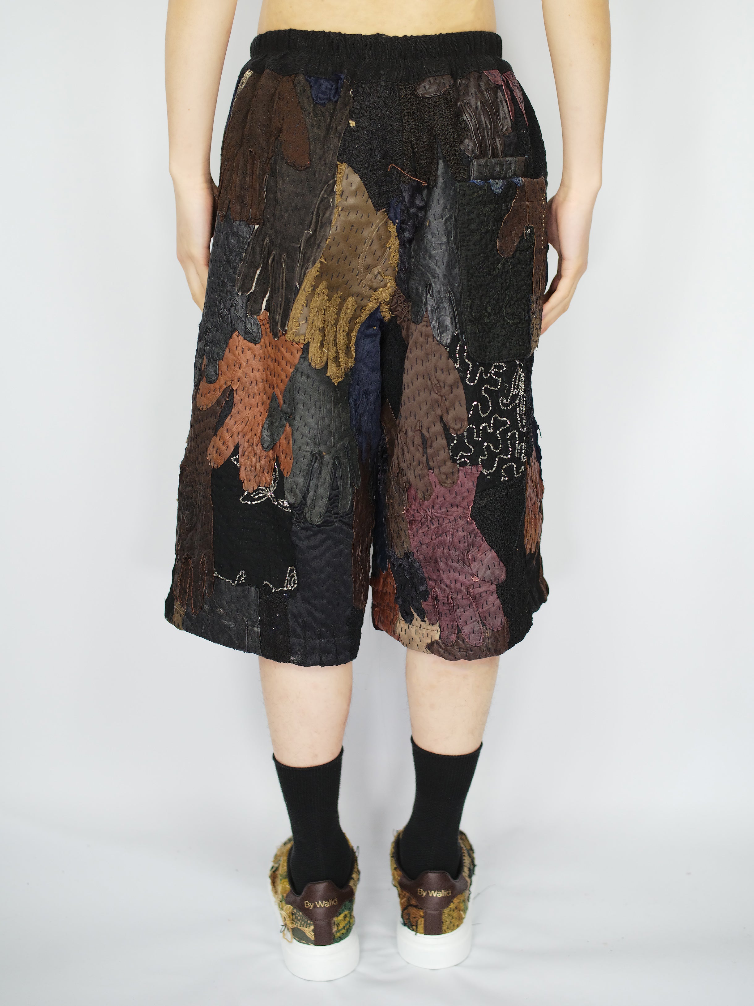 19th Century Embroidered & Vintage Gloves Bermuda Shorts