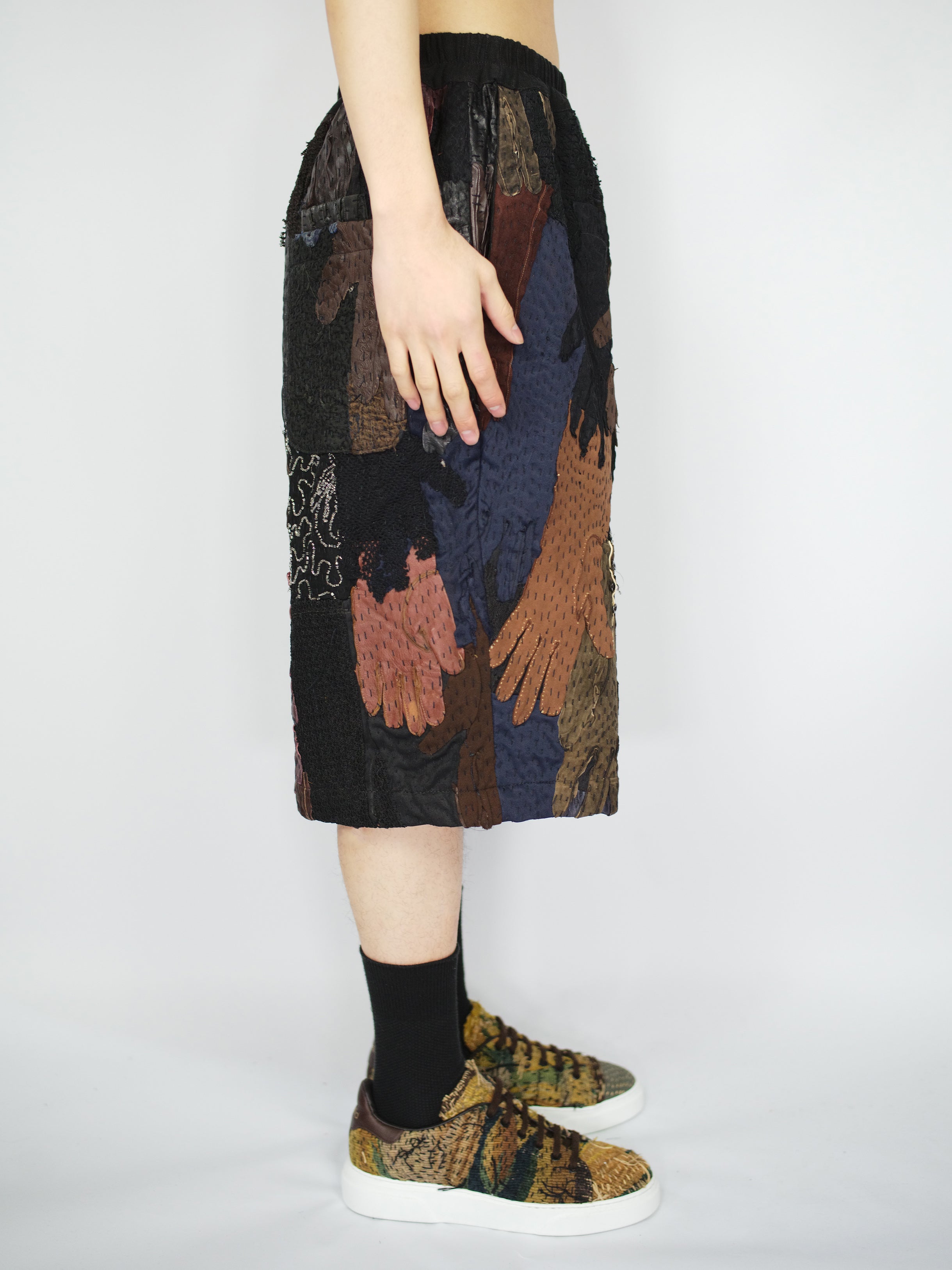 19th Century Embroidered & Vintage Gloves Bermuda Shorts