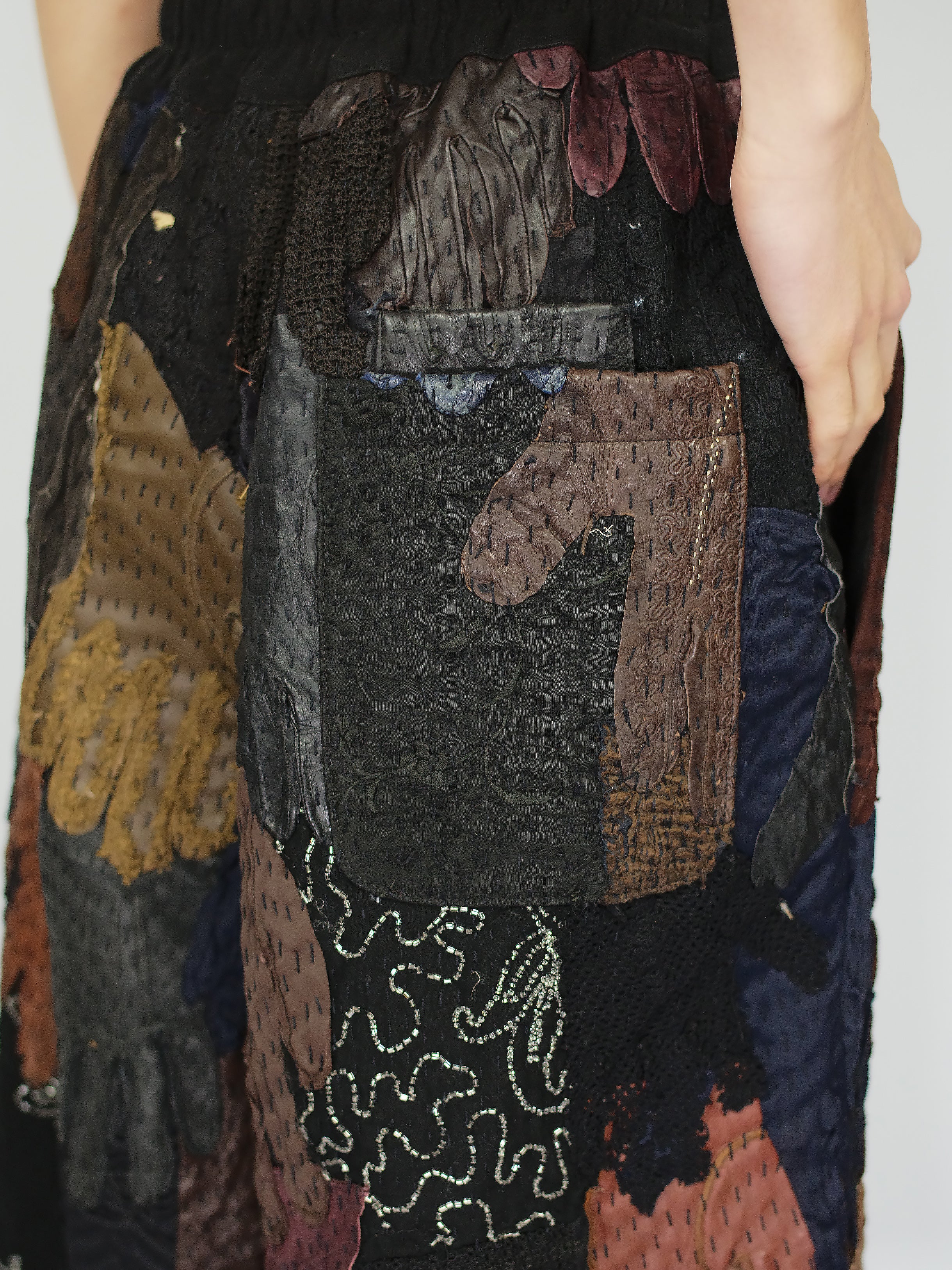 19th Century Embroidered & Vintage Gloves Bermuda Shorts