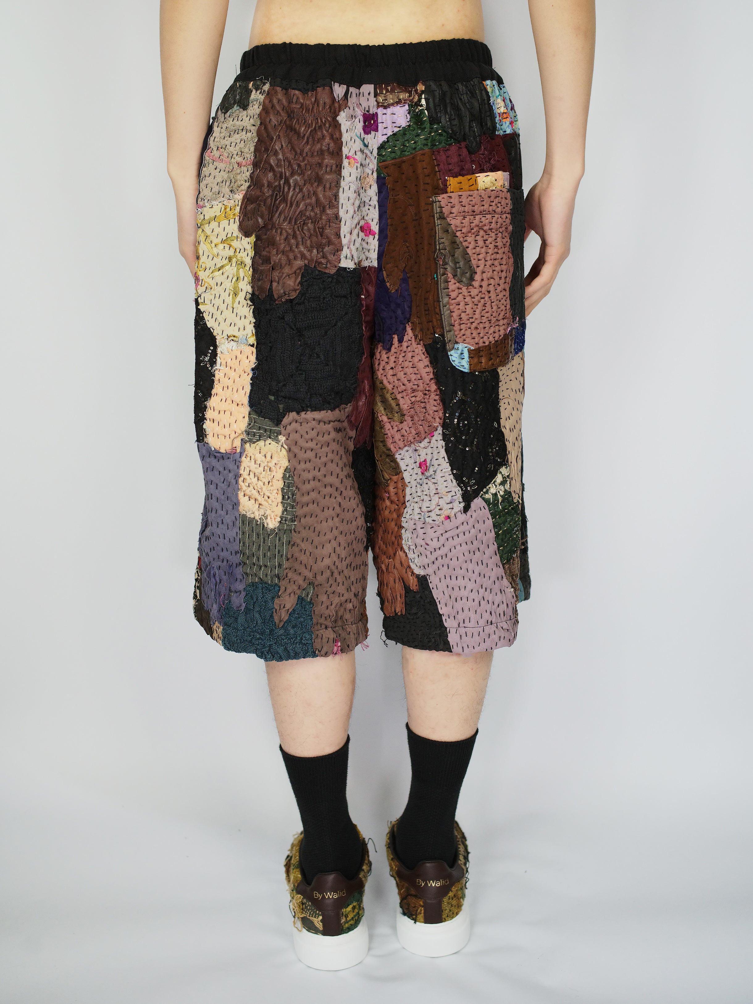 19th Century Embroidered & Vintage Gloves Bermuda Shorts