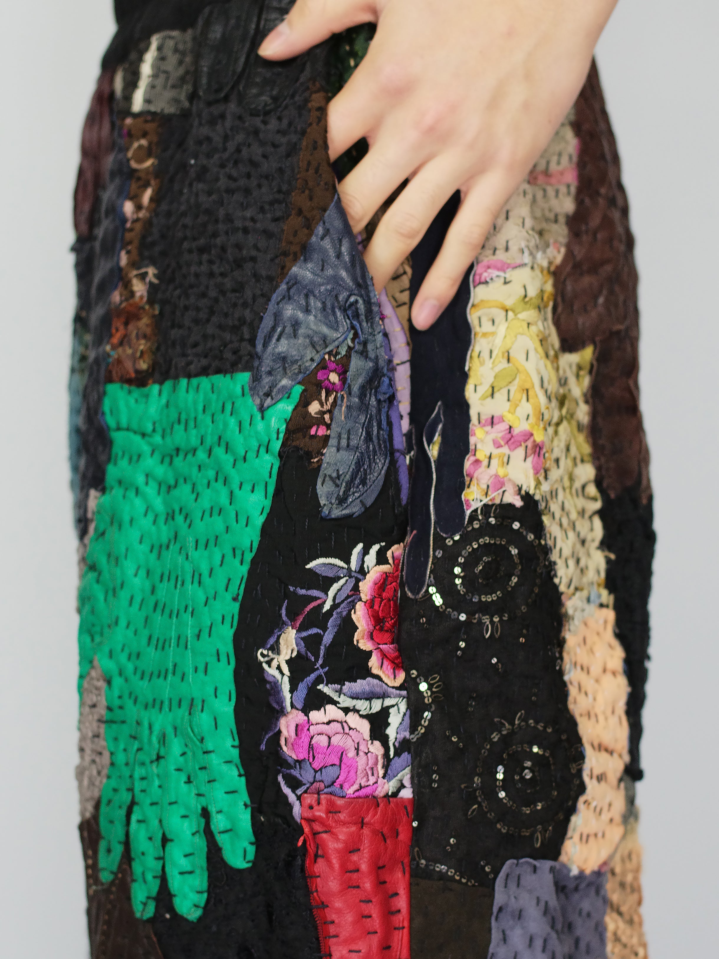19th Century Embroidered & Vintage Gloves Bermuda Shorts