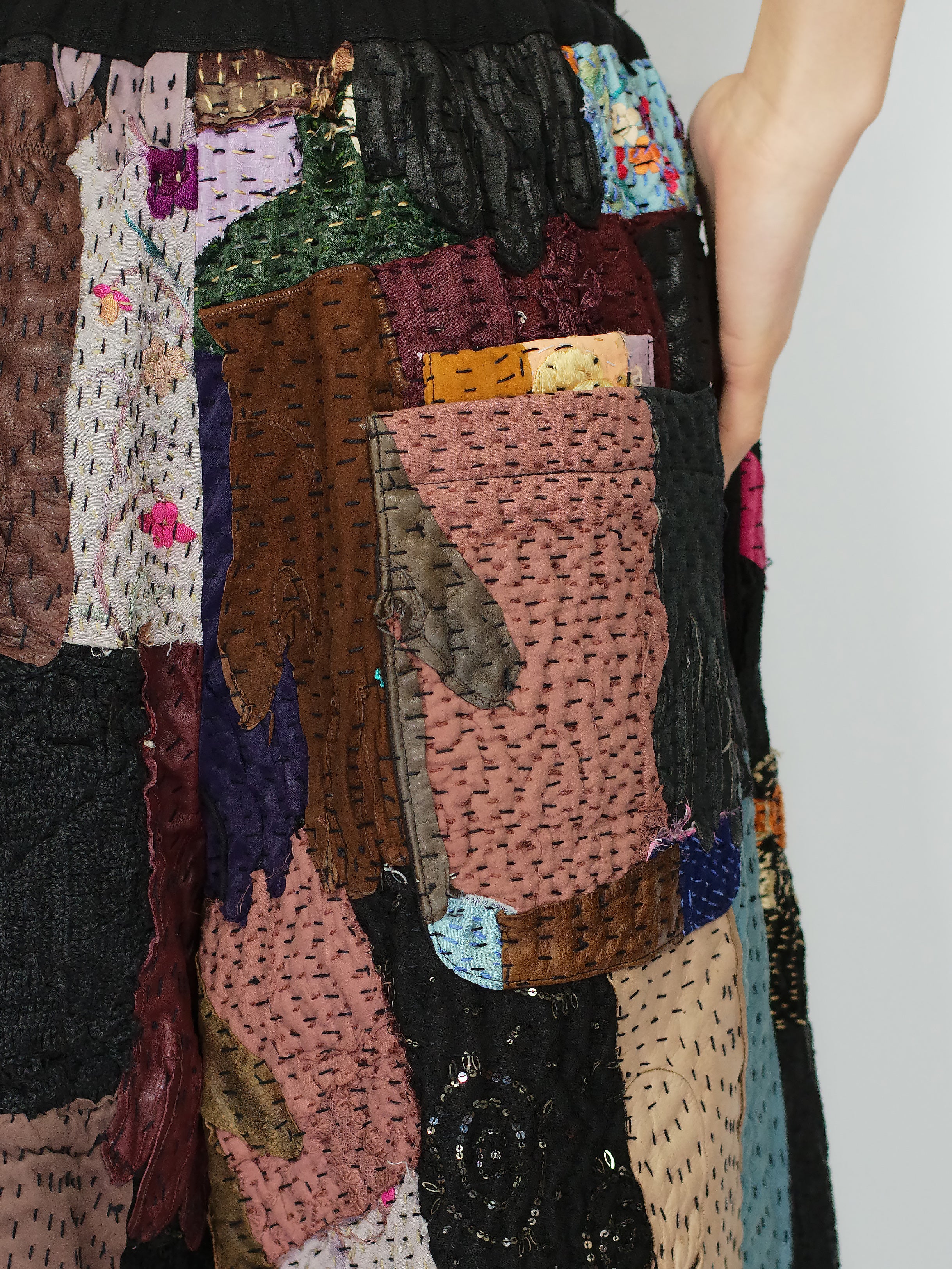 19th Century Embroidered & Vintage Gloves Bermuda Shorts