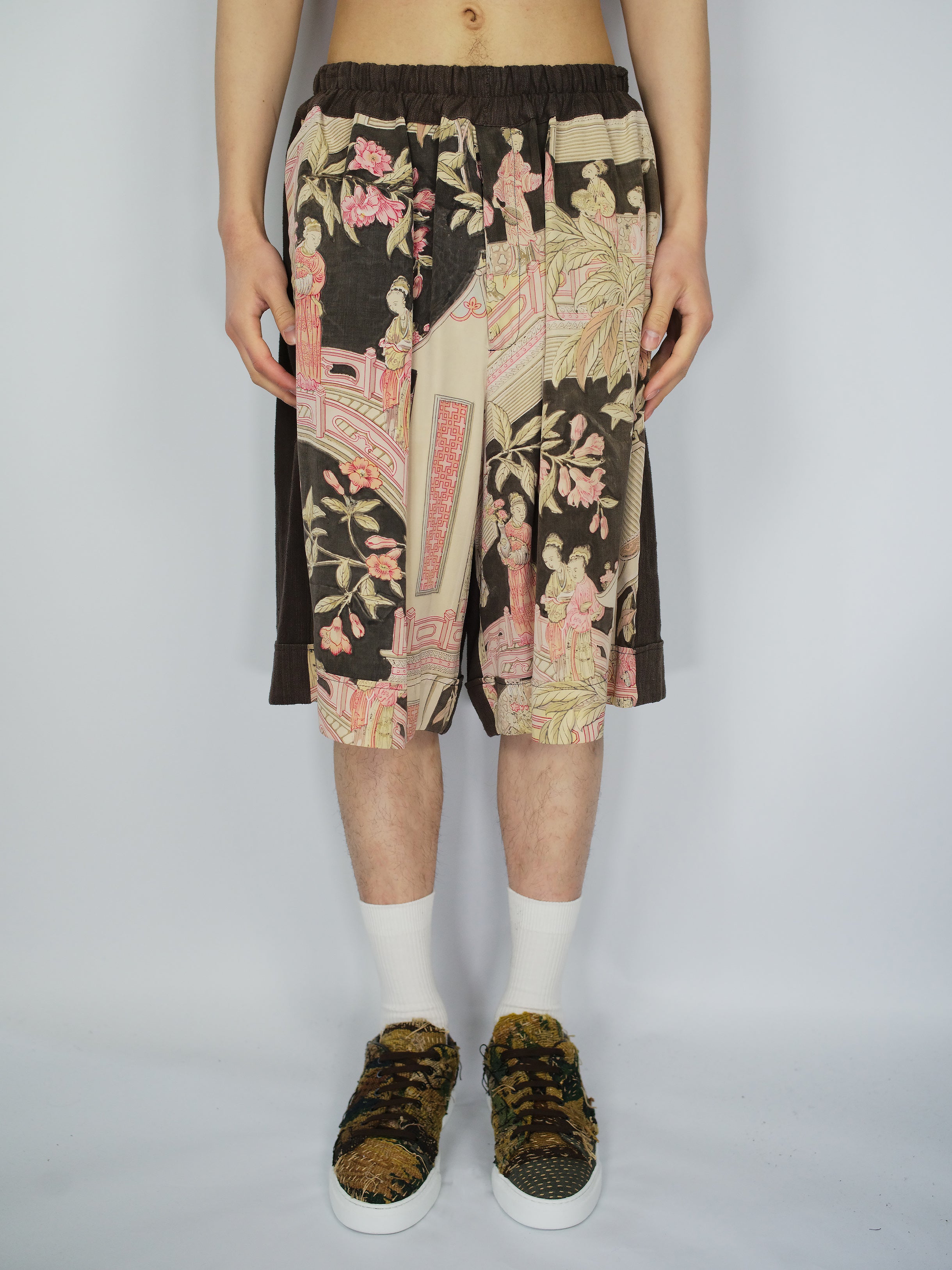 Vintage Japanese Silk Kimono Bermuda Shorts