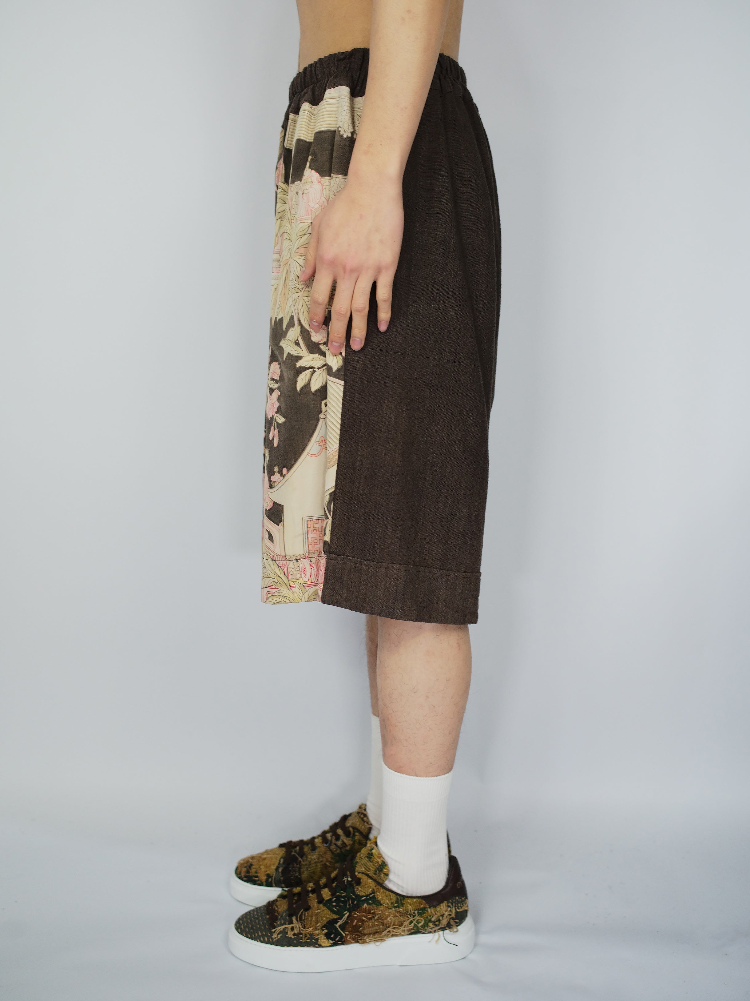 Vintage Japanese Silk Kimono Bermuda Shorts