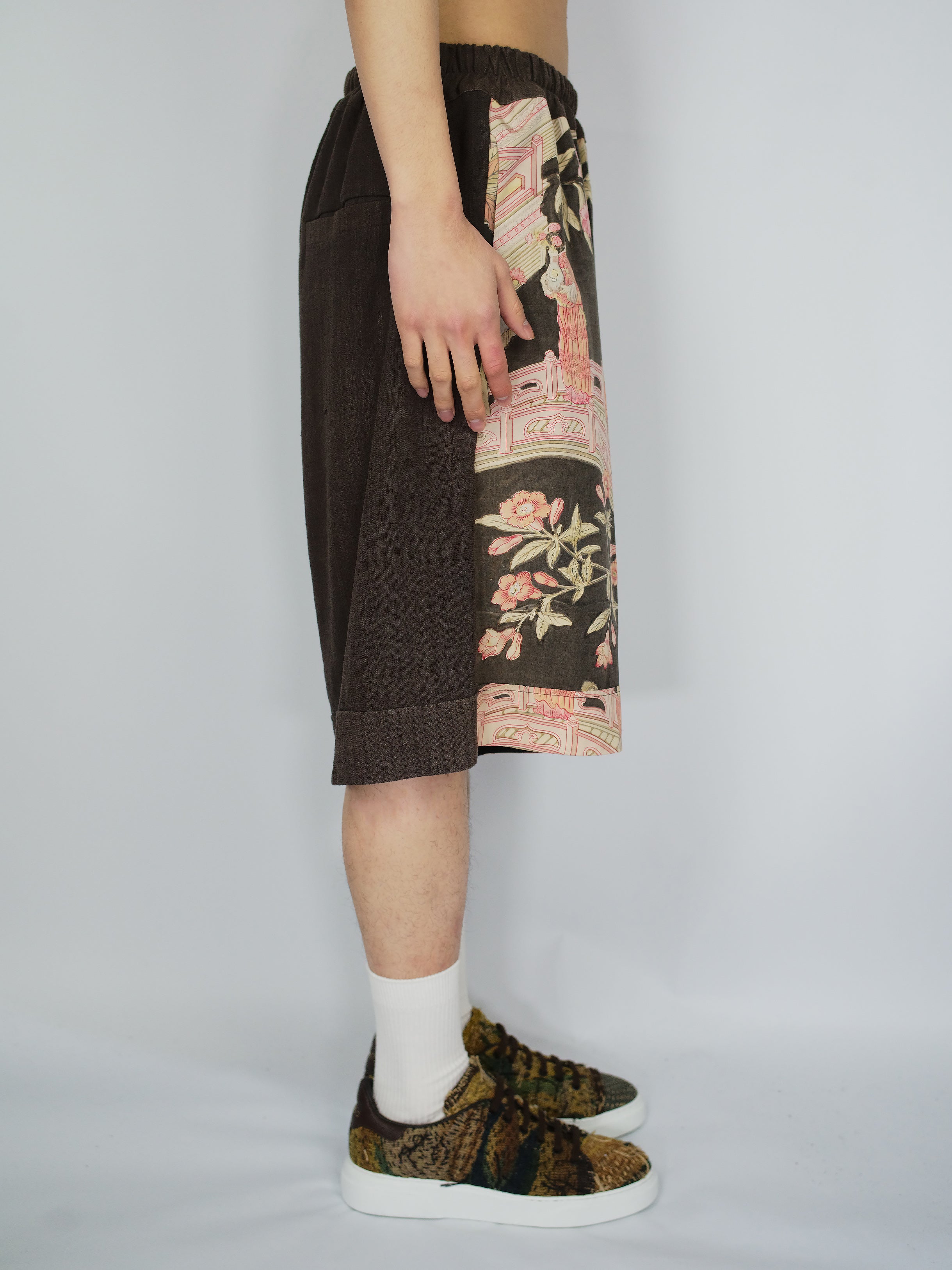 Vintage Japanese Silk Kimono Bermuda Shorts