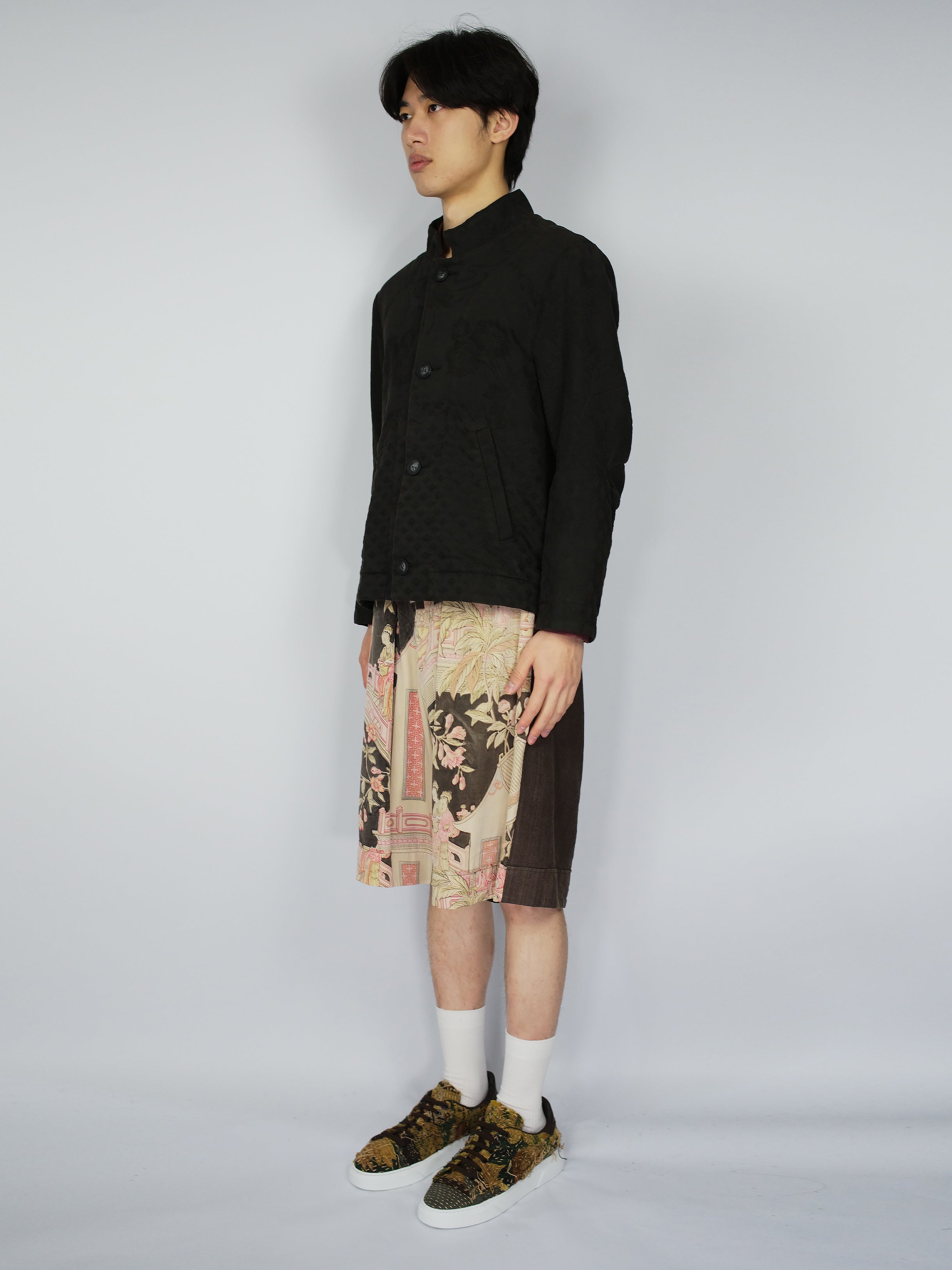 Vintage Japanese Silk Kimono Bermuda Shorts