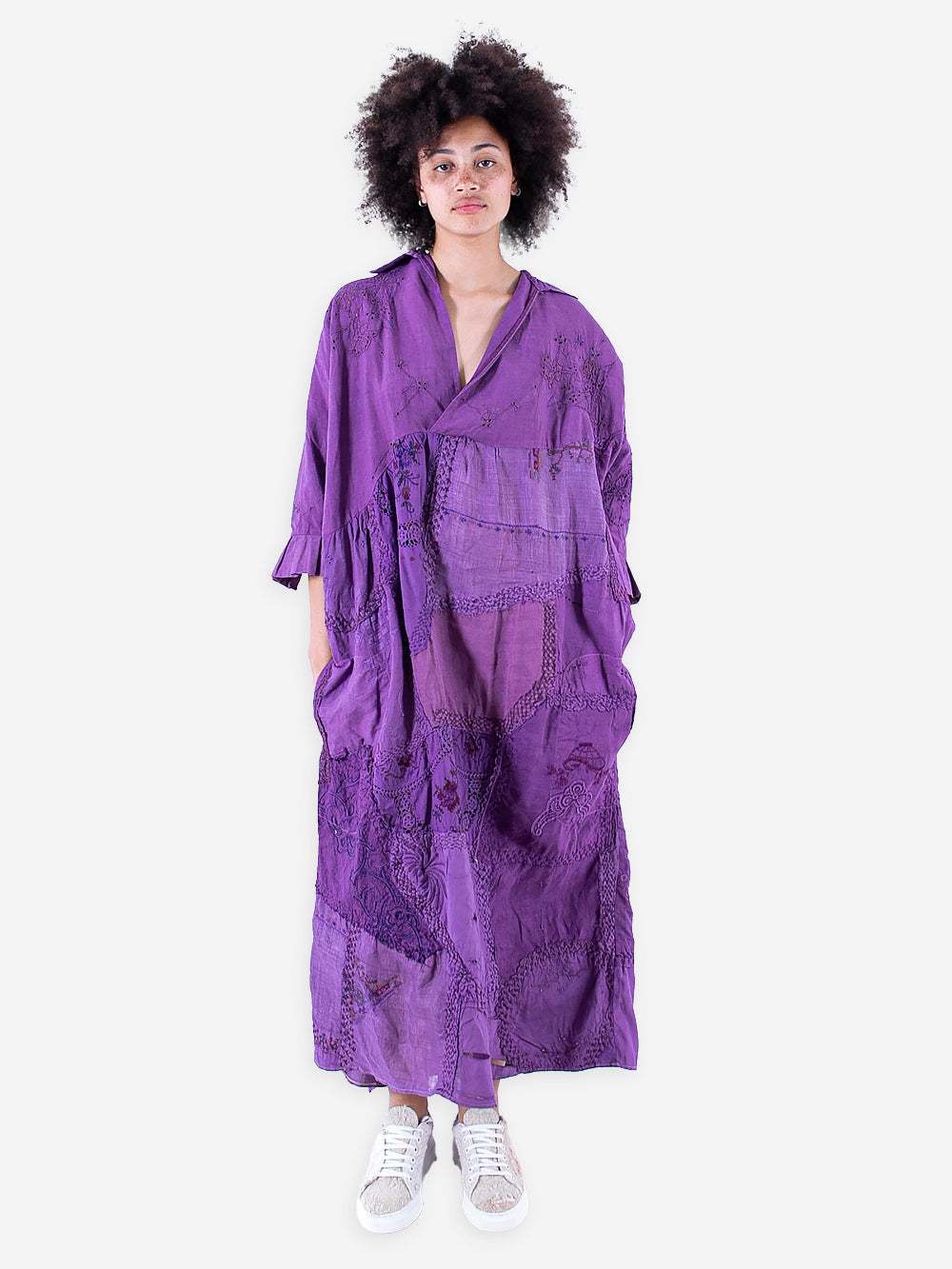 1920s Embroidered Linen Bibi Dress