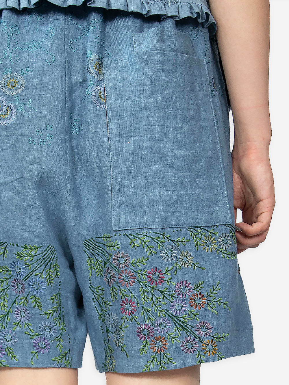 1920s Embroidered Linen Blaze Shorts