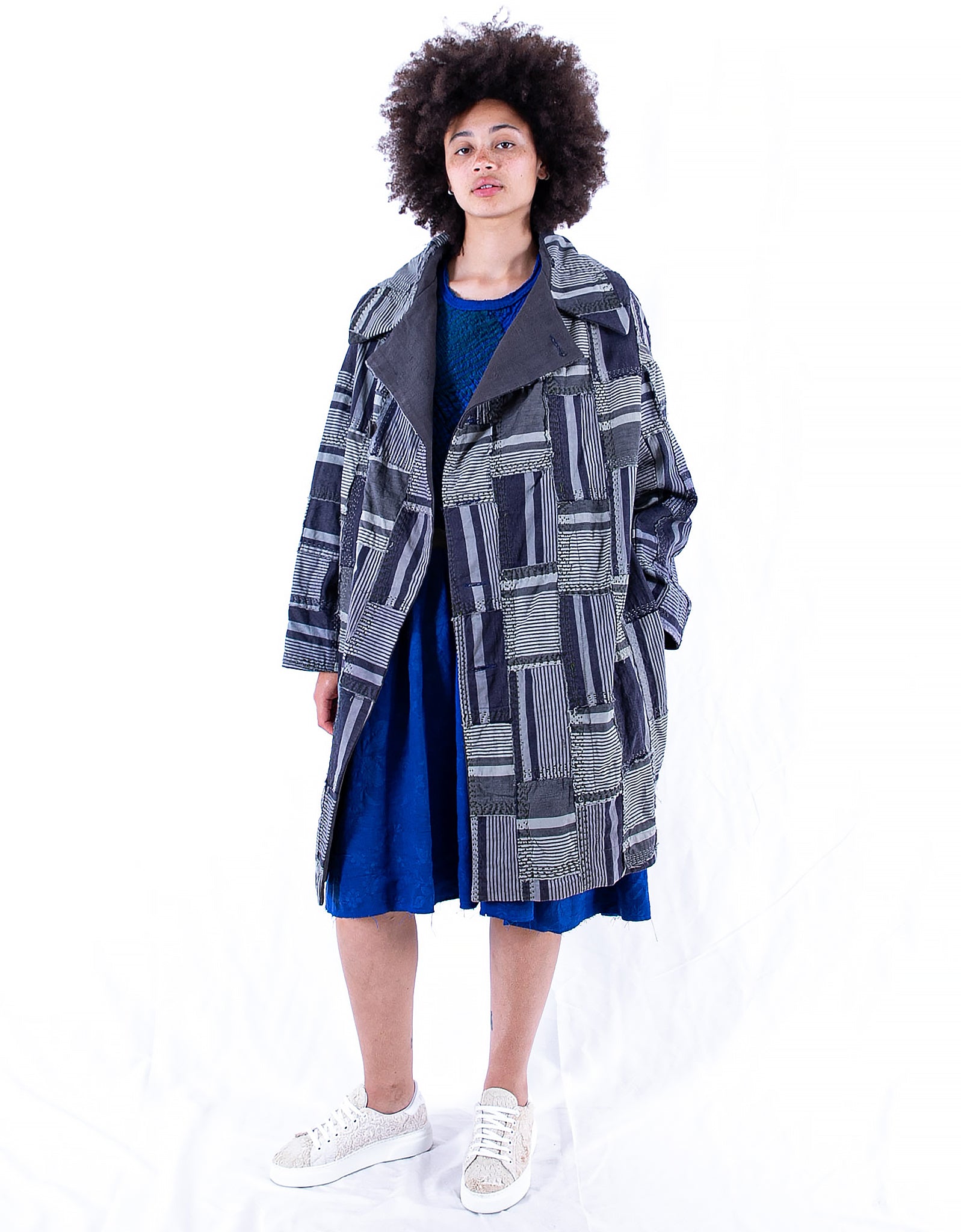 19th Century French Ticking Cocoon Coat