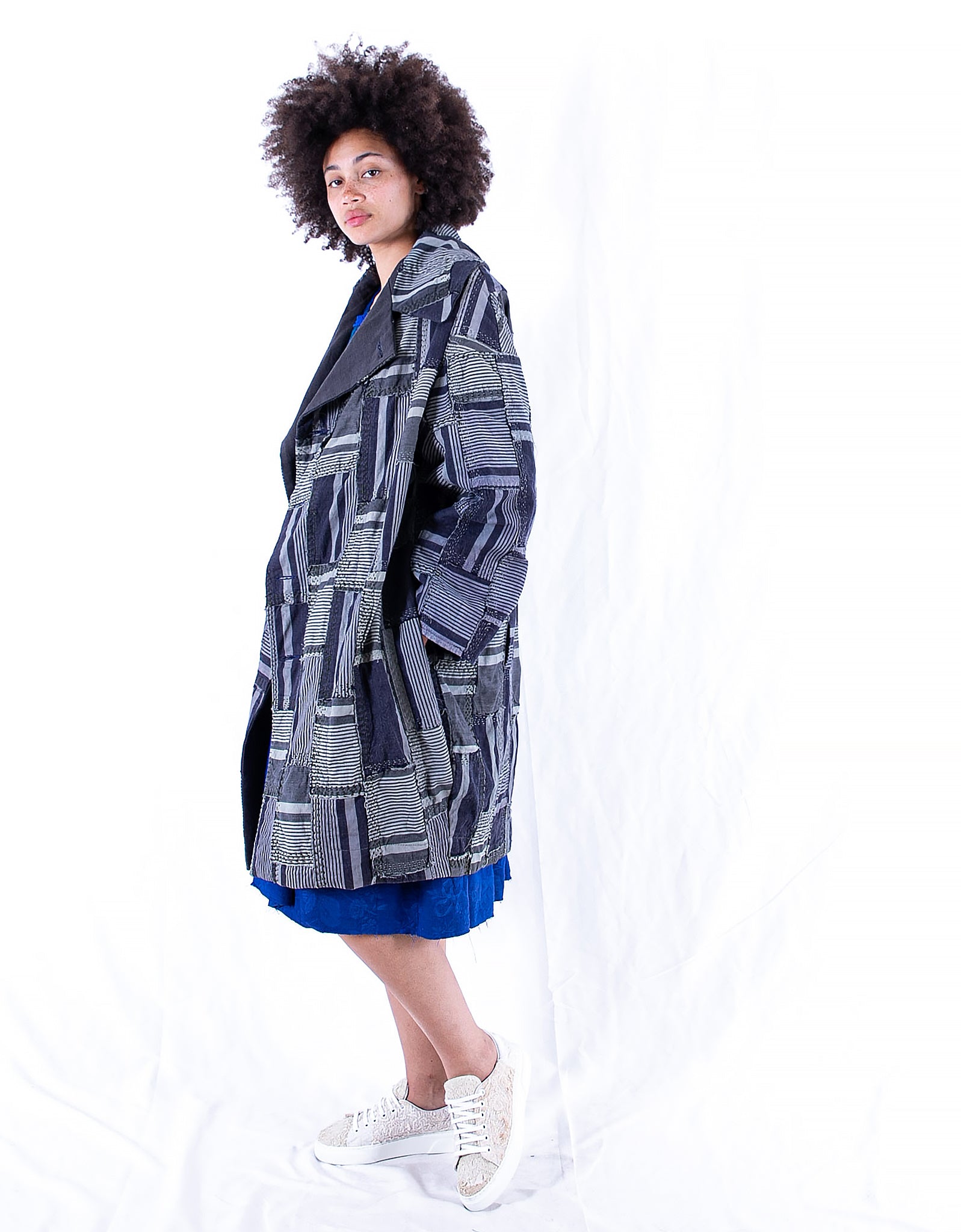 19th Century French Ticking Cocoon Coat