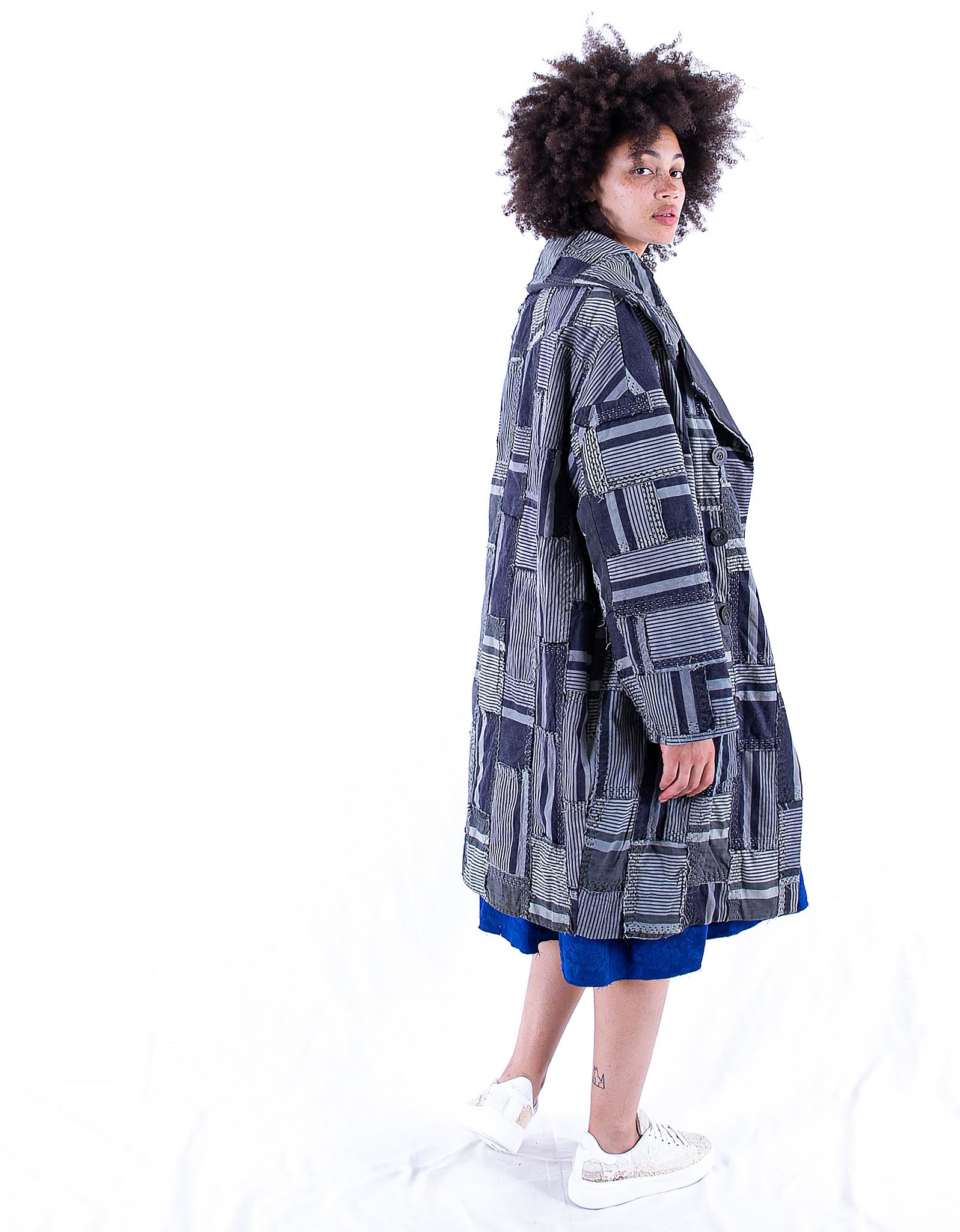 19th Century French Ticking Cocoon Coat