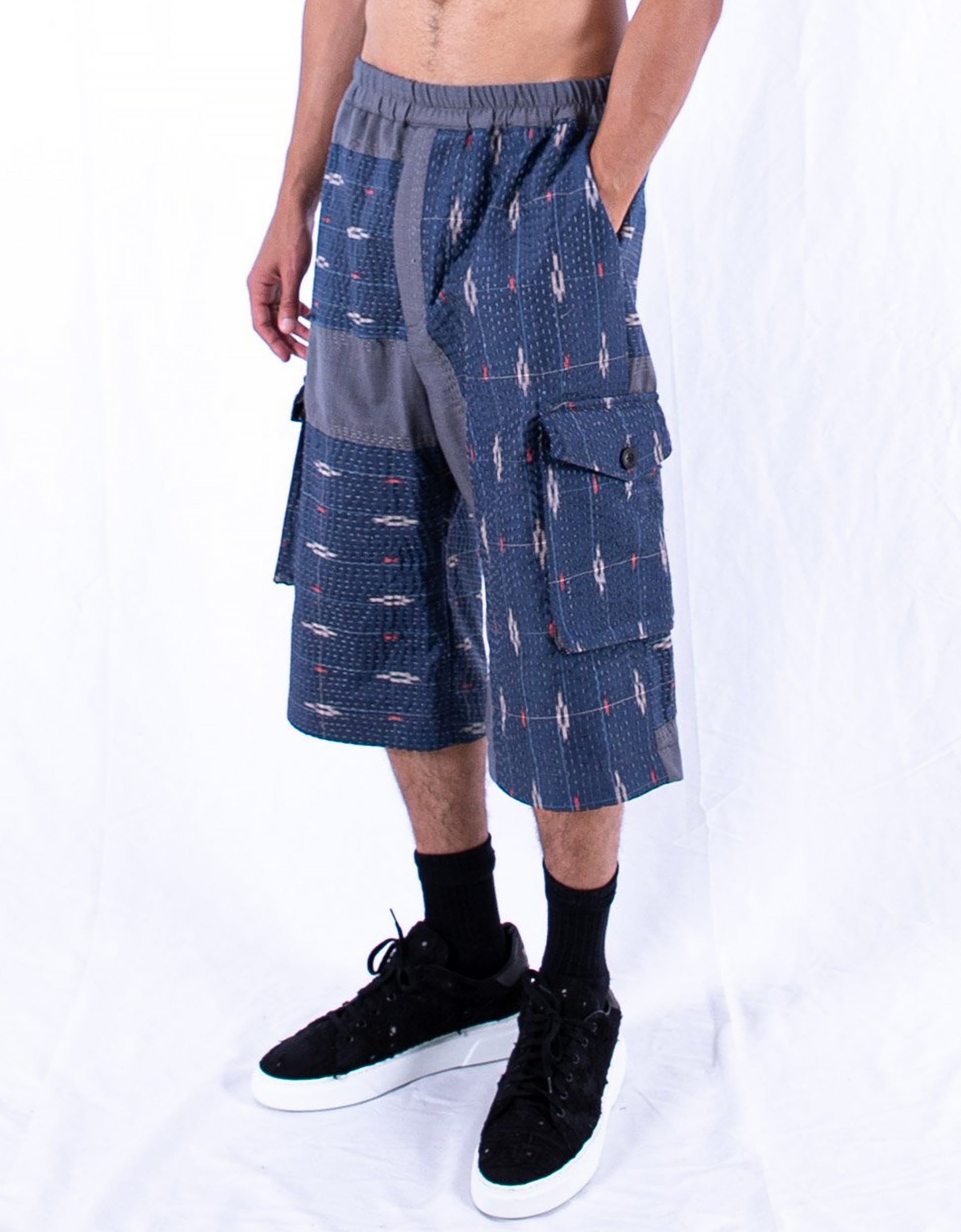 Vintage Kimono Cropped Combat Trousers