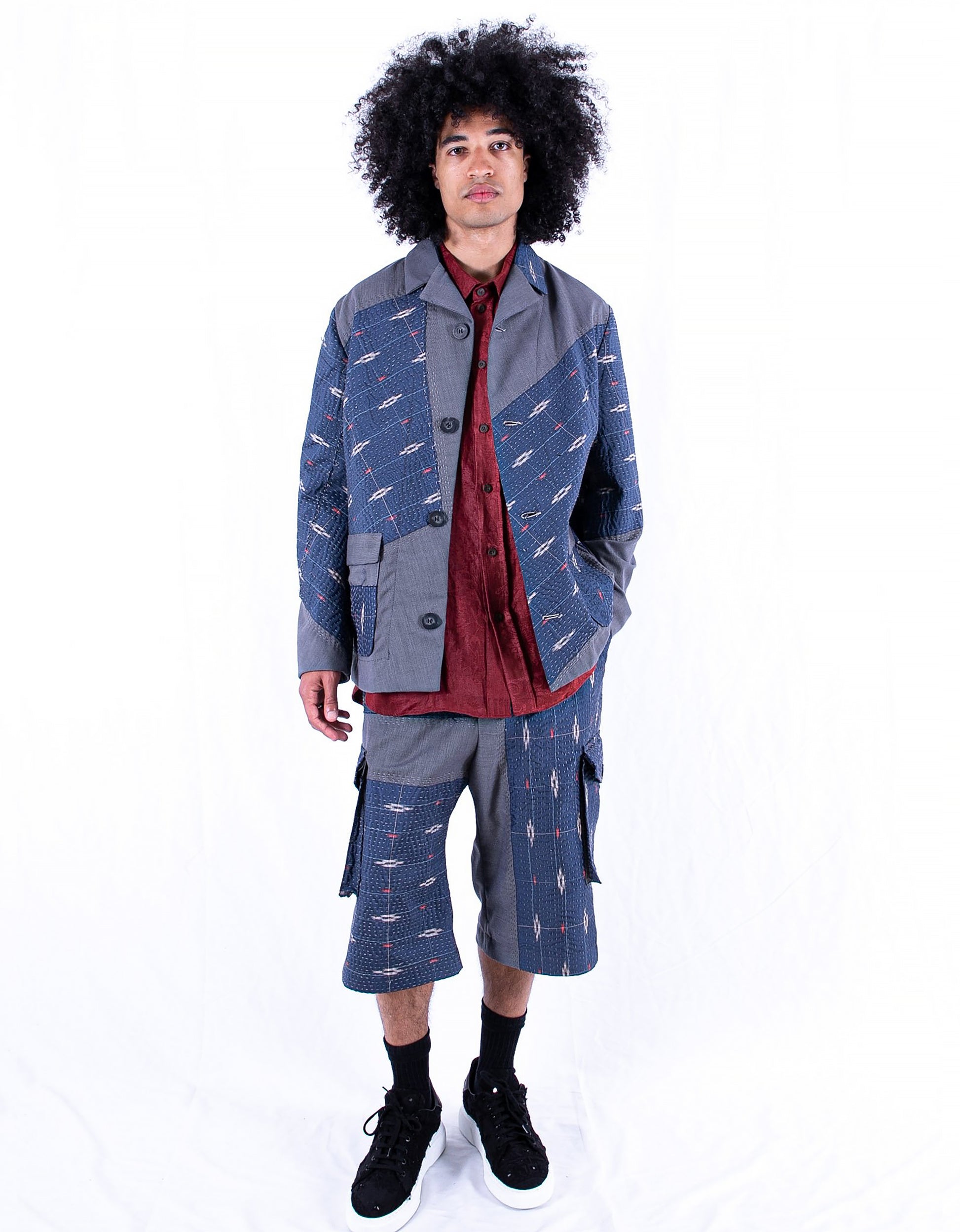 Vintage Kimono Cropped Combat Trousers