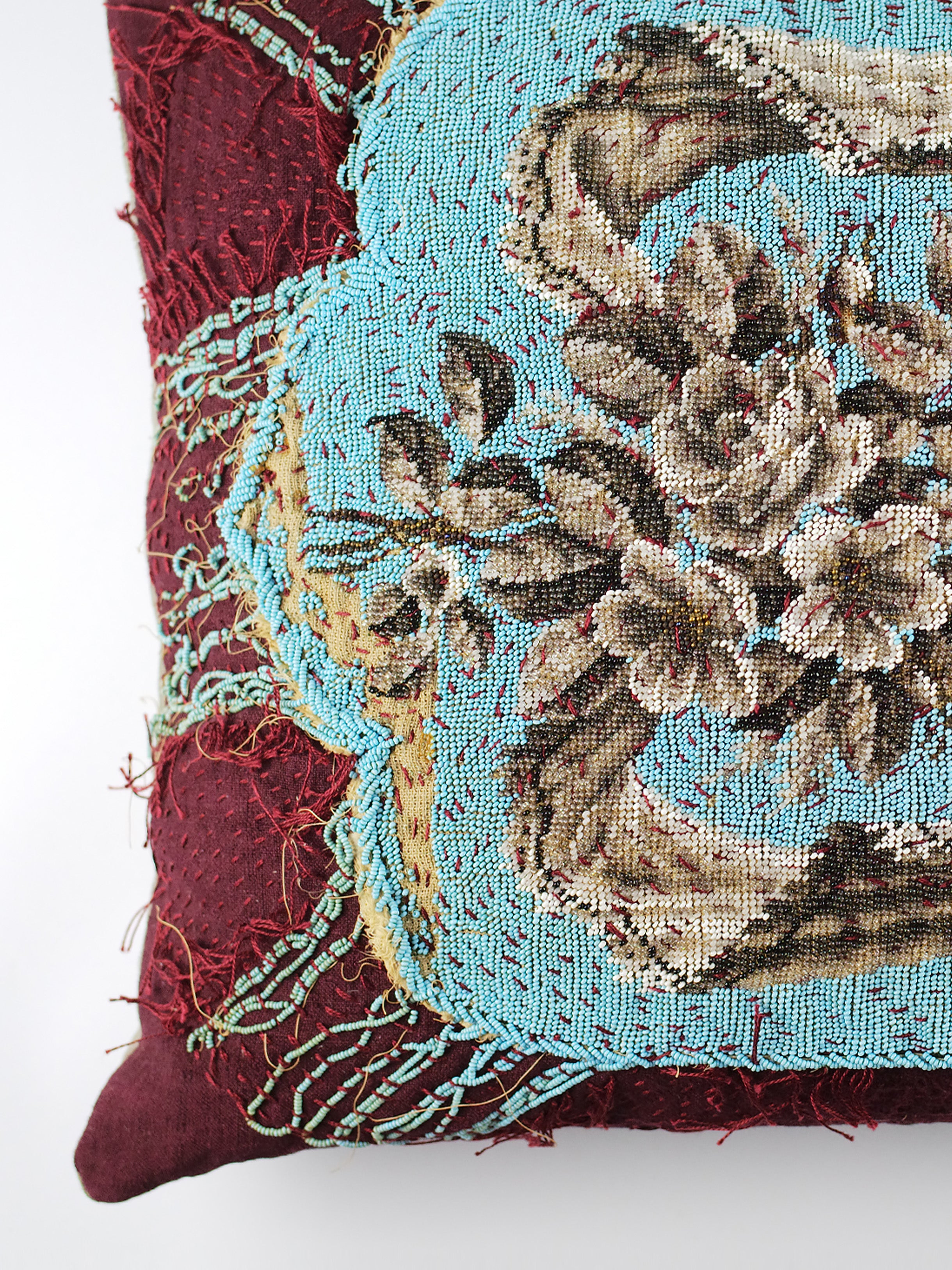 19th Century Glass & Woollen Needlepoint Cushion | 1333