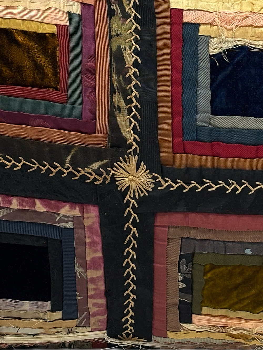 19th Century Log Cabin Patchwork Cushion | 1616
