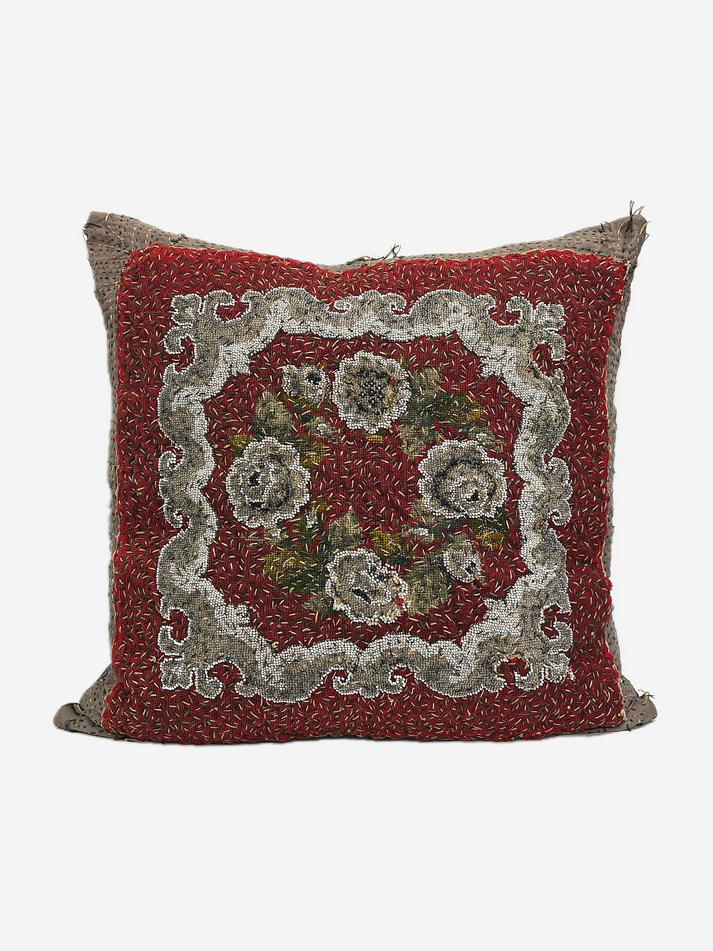 19th Century Glass Beads & Woollen Cushion | 1706