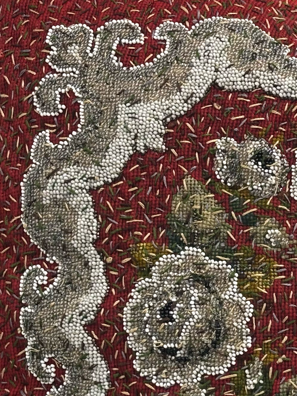 19th Century Glass Beads & Woollen Cushion | 1706