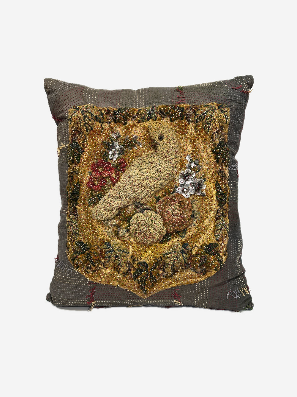 19th Century Victorian Glass Beads & Velvet Cushion | 1727