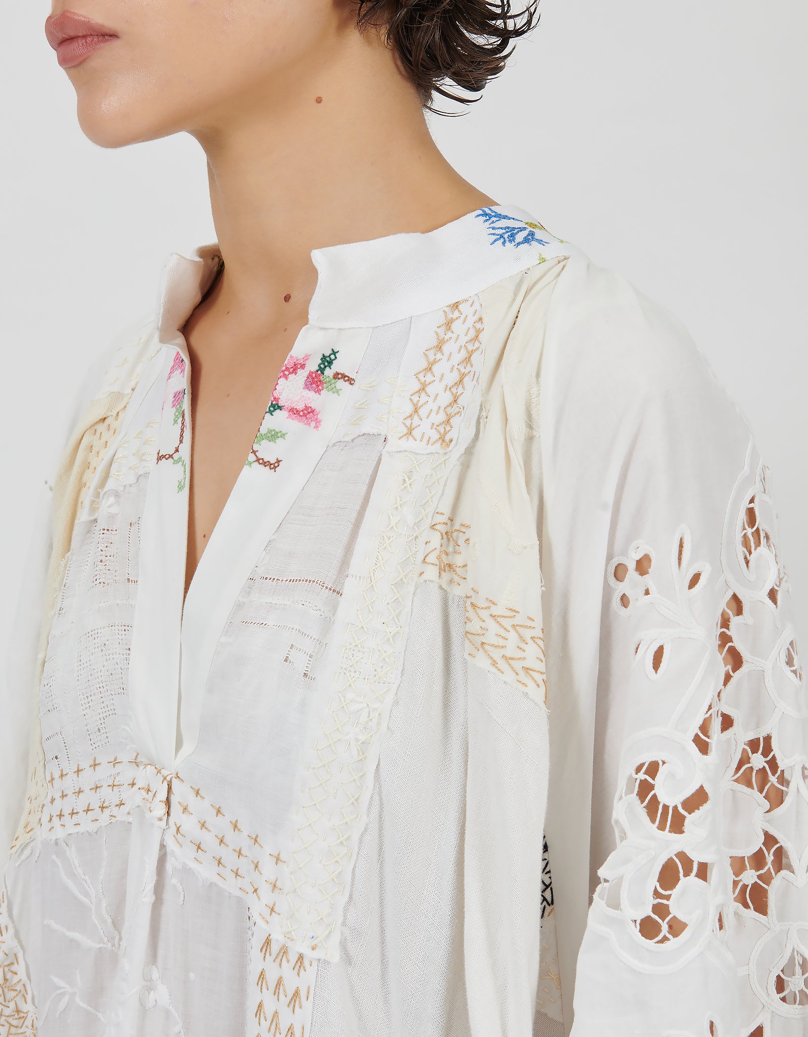 1920s Embroidered Linen Doris Dress