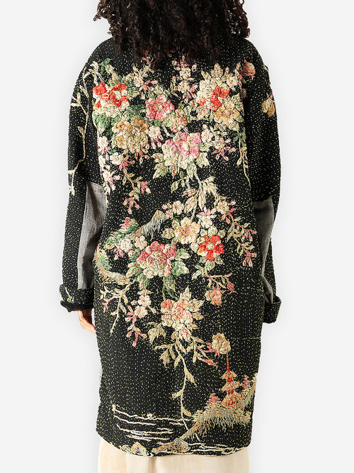 1920s Chinese Silk Kimono Duster Coat