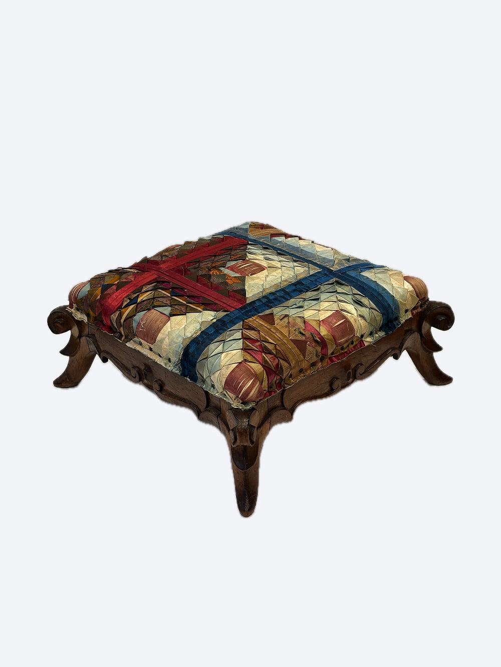 RESERVED | 19th Century Victorian Silk Footstool | 605
