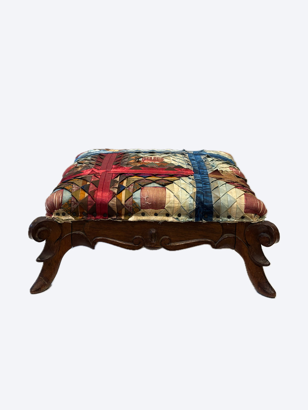 RESERVED | 19th Century Victorian Silk Footstool | 605
