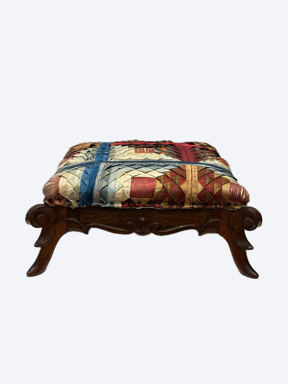 RESERVED | 19th Century Victorian Silk Footstool | 605