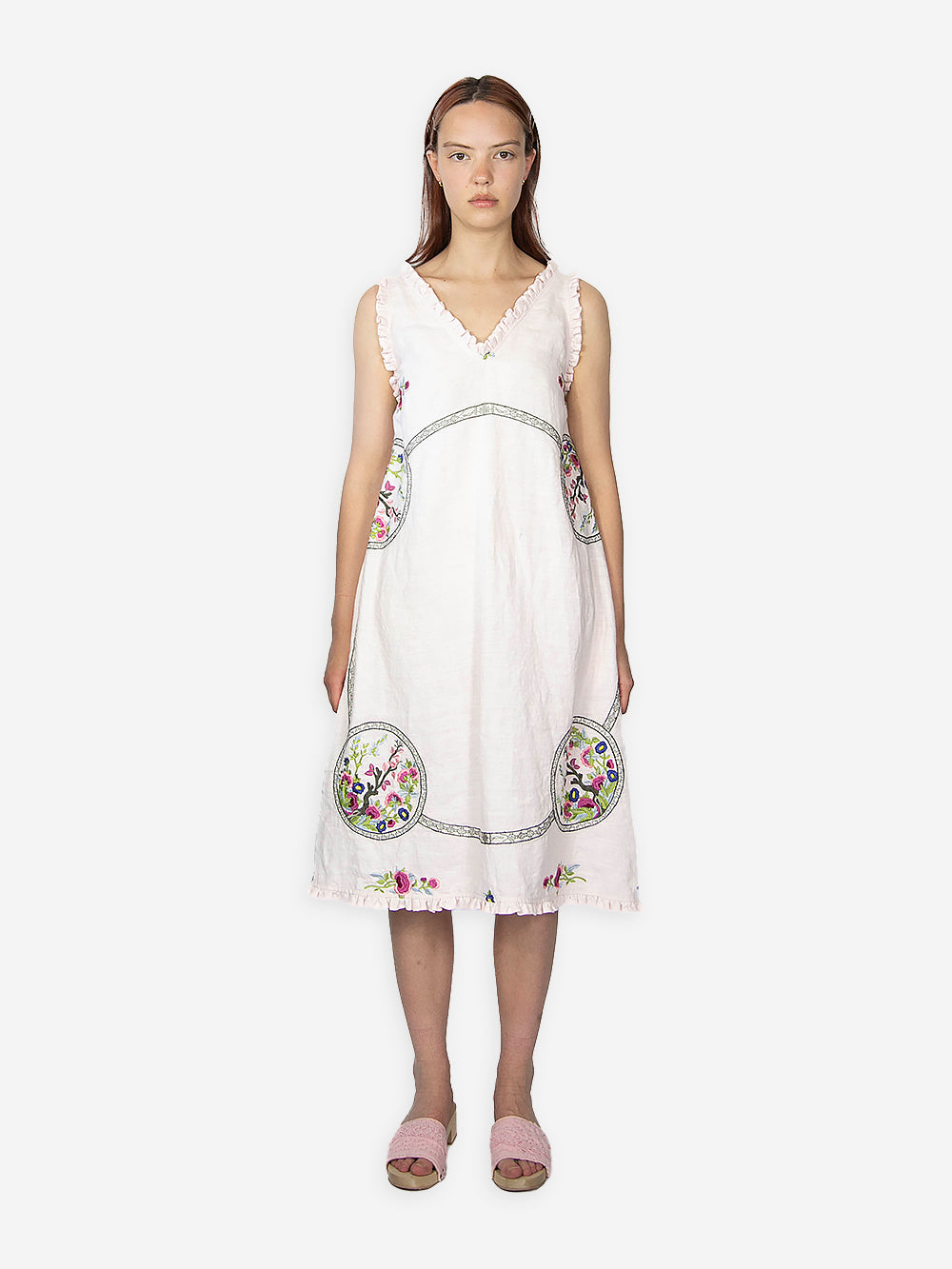 Vintage Embroidered Linen Freya Dress