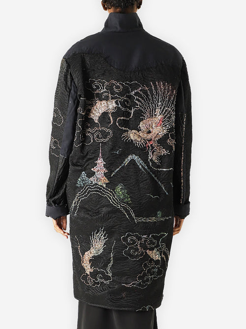 1920s Chinese Silk Kimono Gil Coat