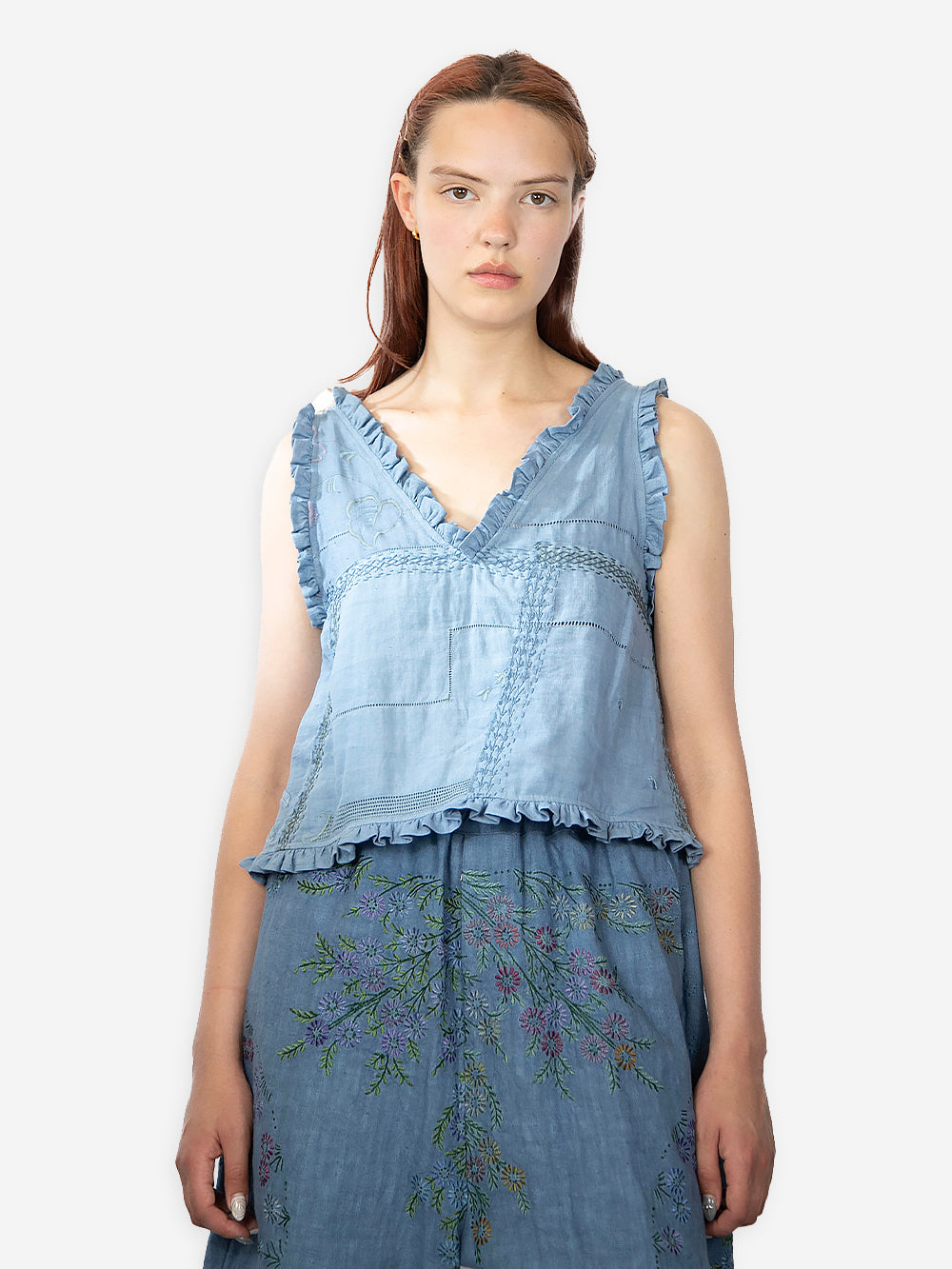 Vintage Embroidered Linen Hana Top