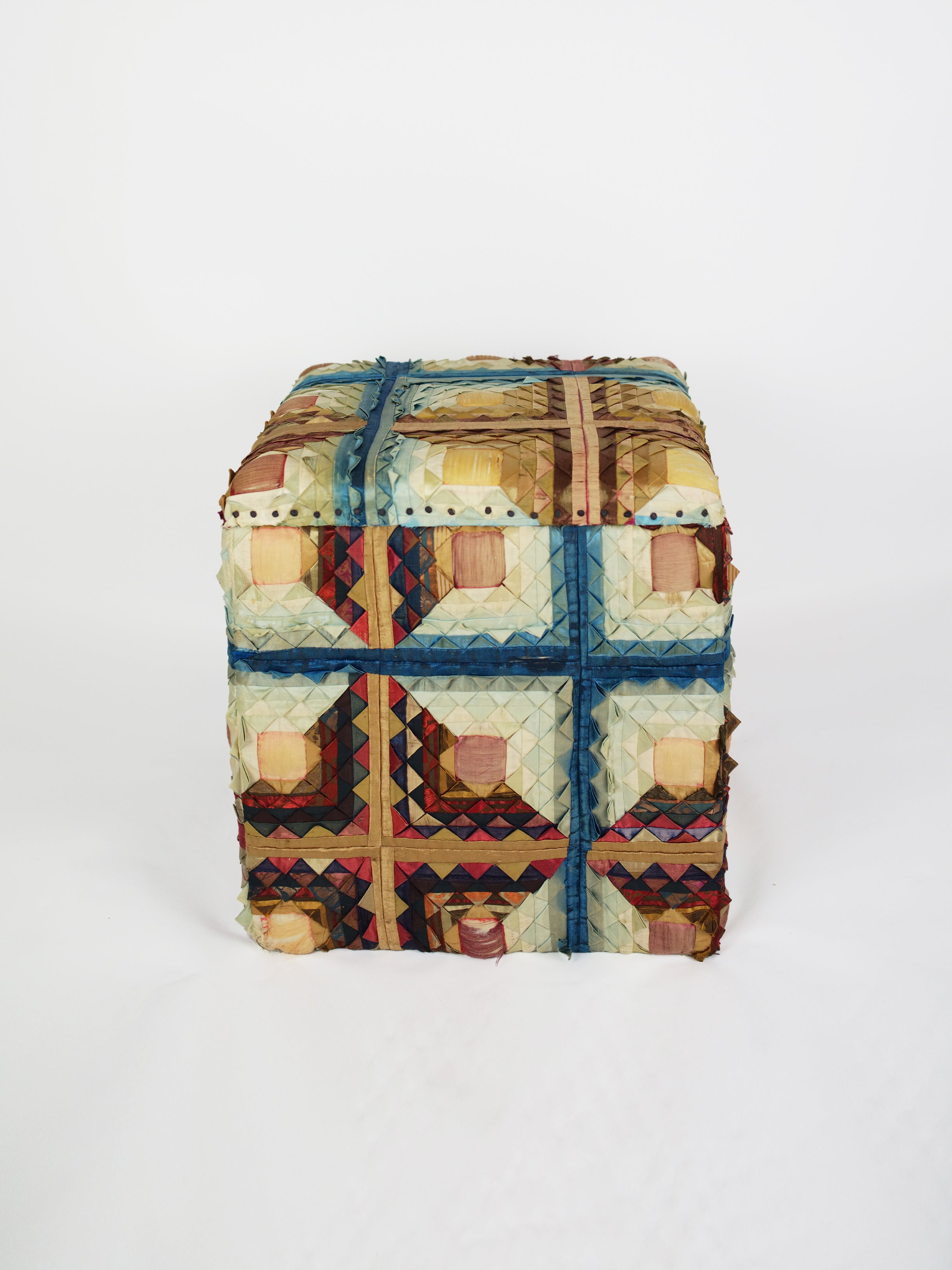 19th Century Victorian Silk Storage Stool
