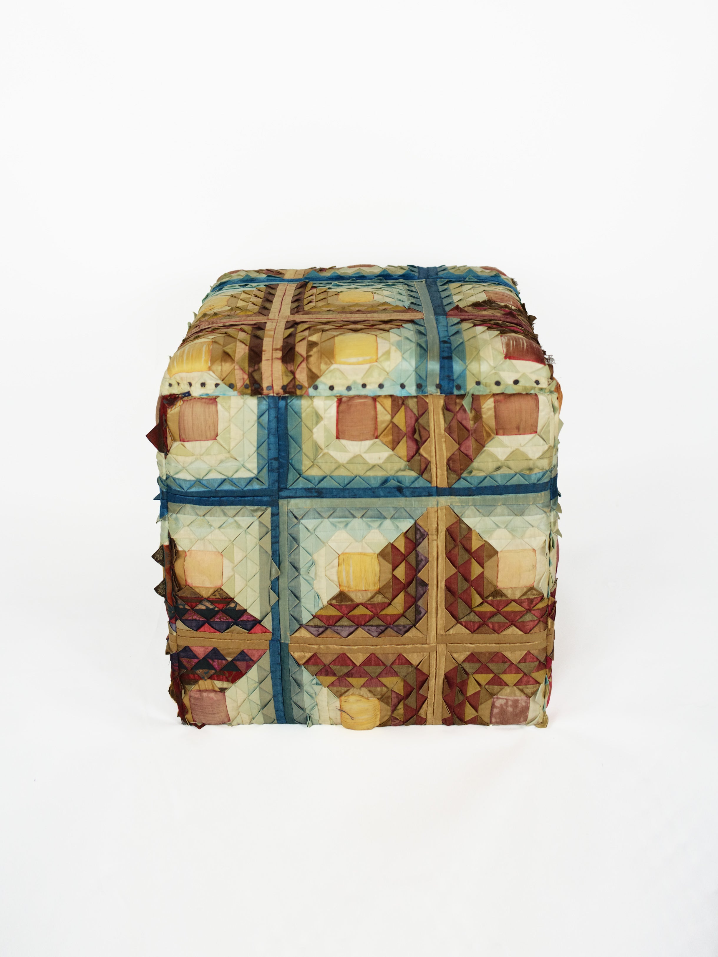 19th Century Victorian Silk Storage Stool