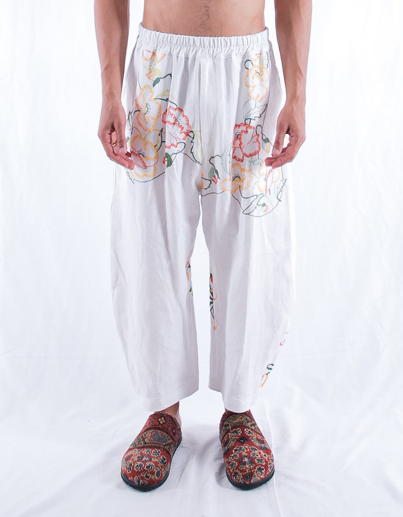 1920s Embroidered Linen Joel Trousers