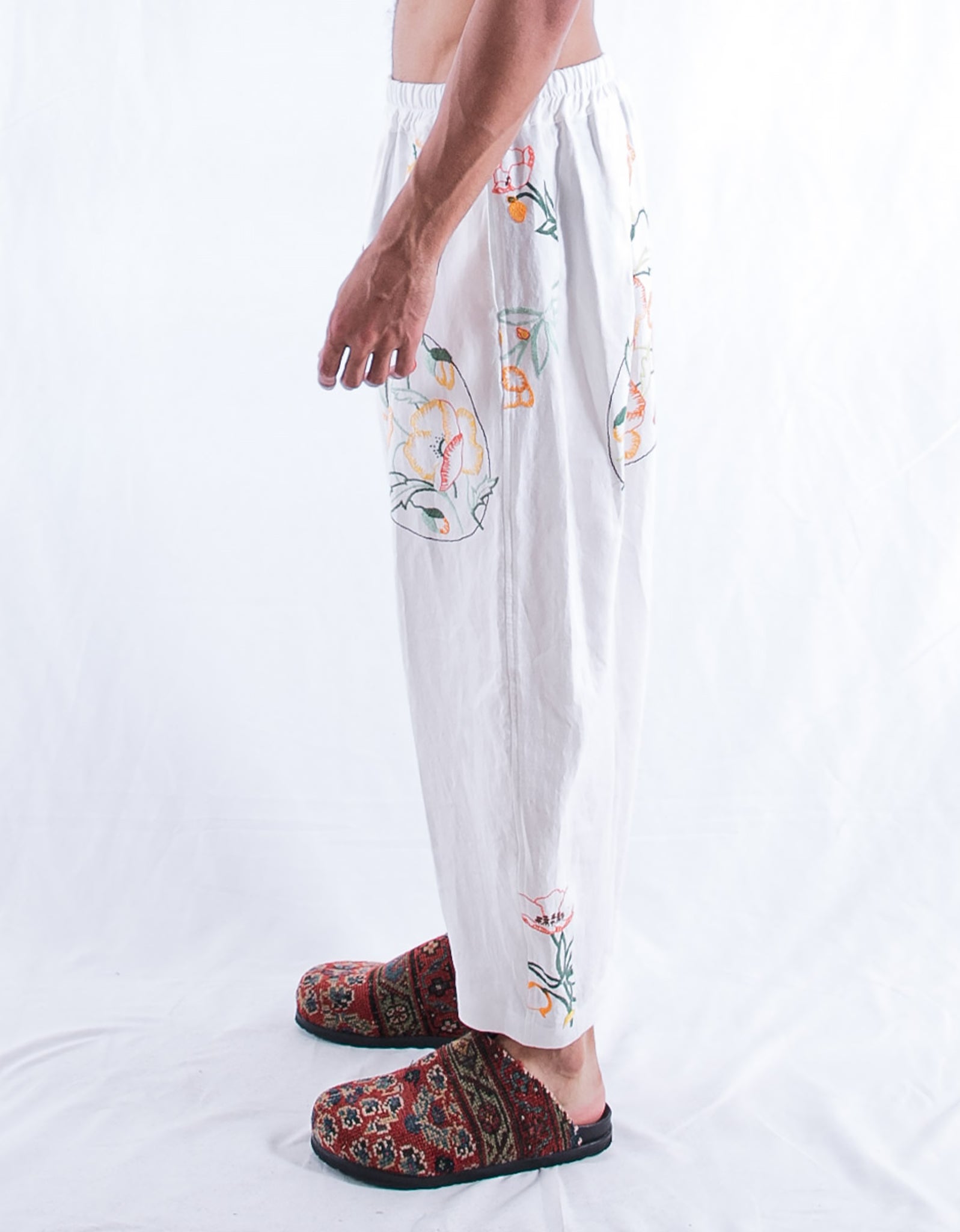 1920s Embroidered Linen Joel Trousers