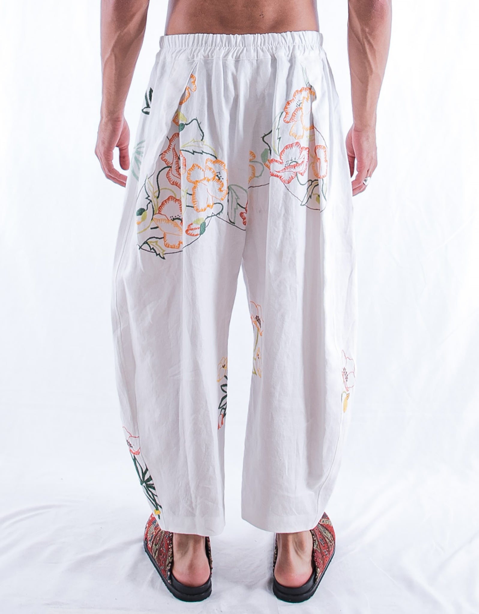 1920s Embroidered Linen Joel Trousers