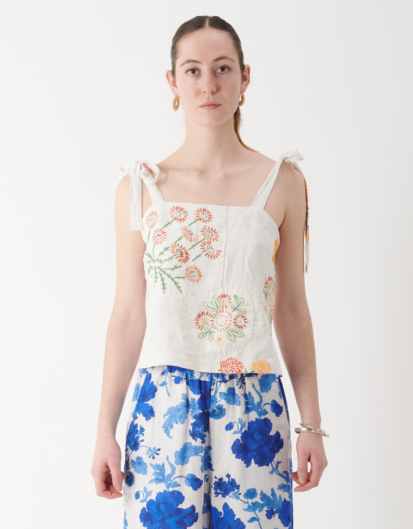 1920s Embroidered Linen Karleen Camisole