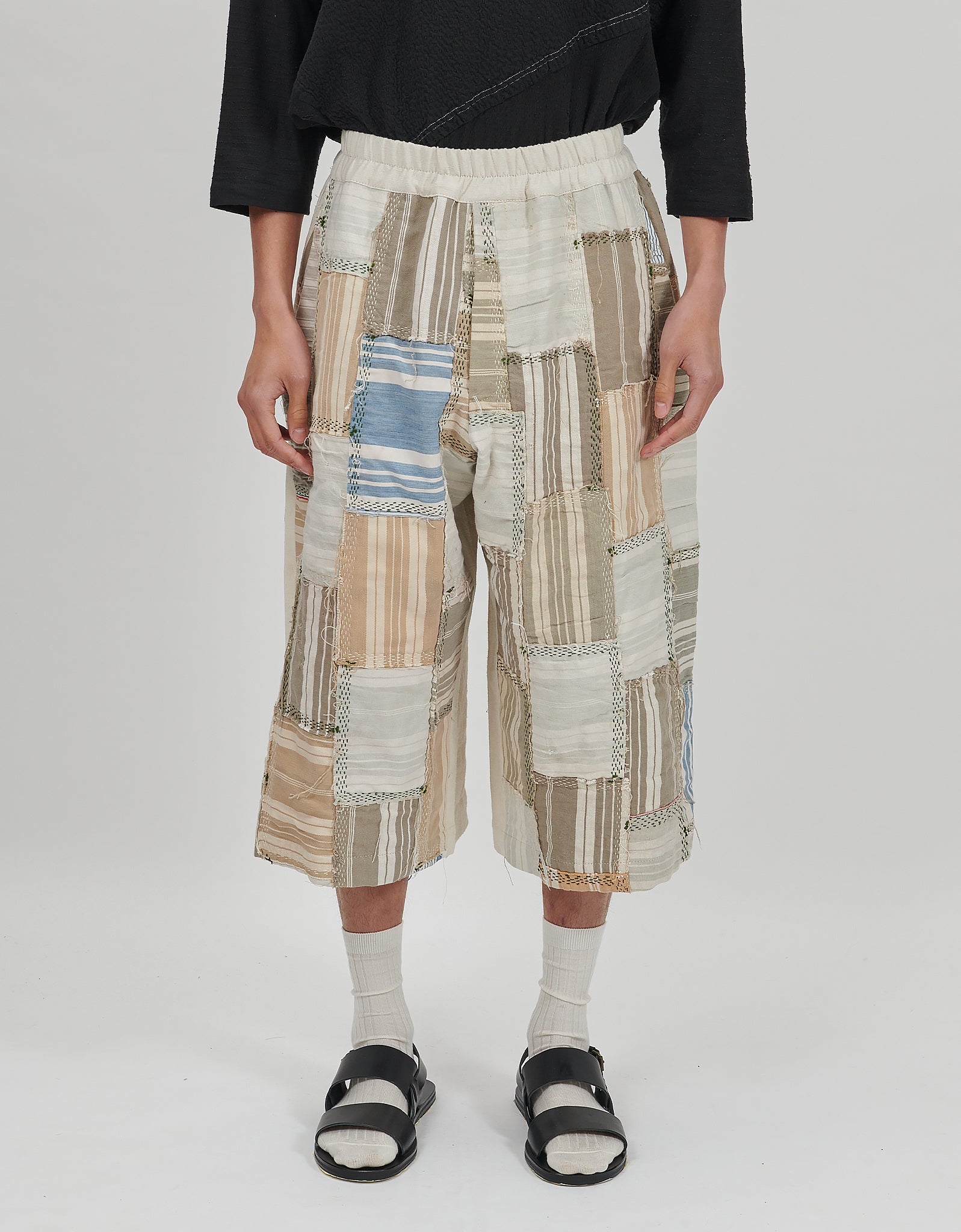 19th Century French Ticking Long Bermuda Shorts